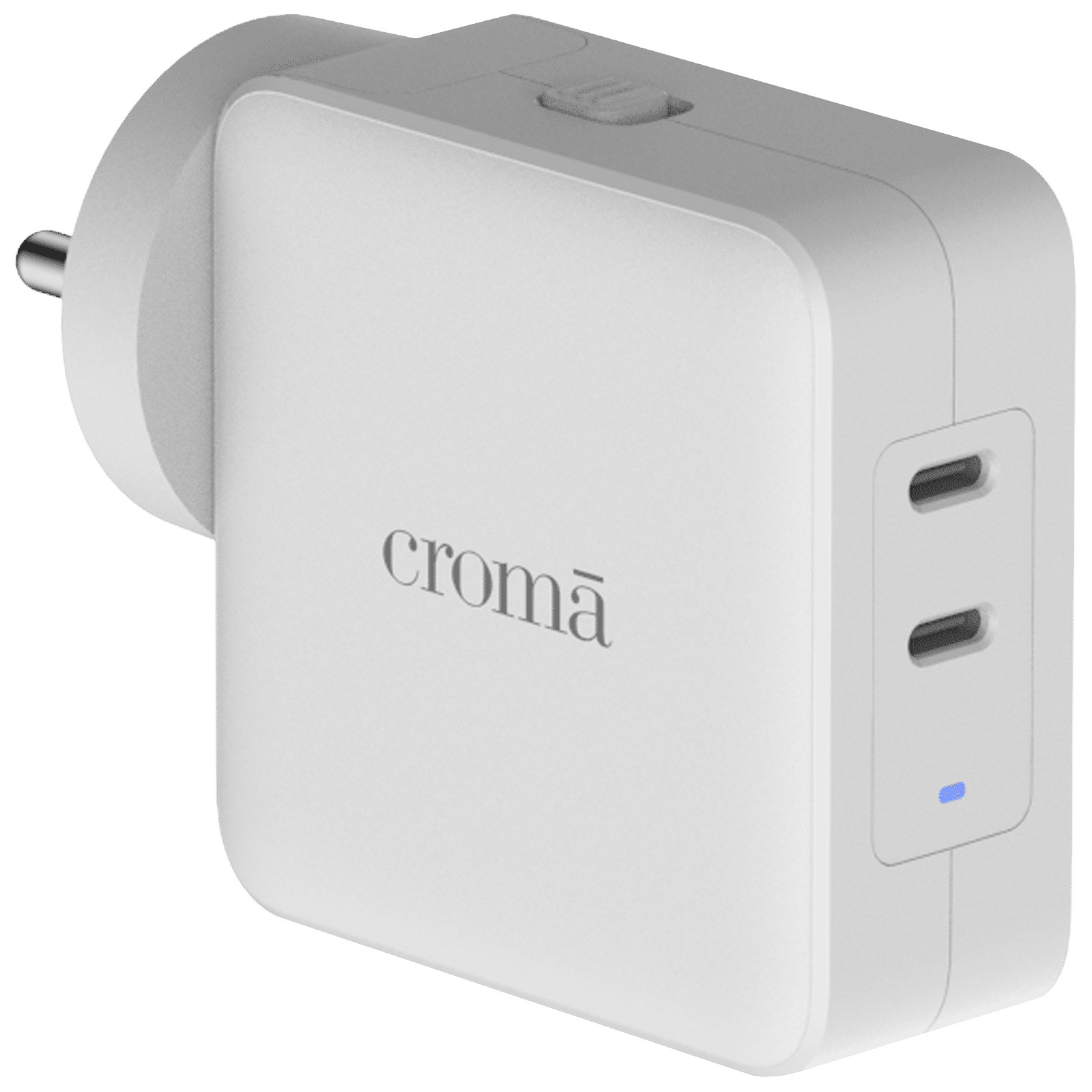 Croma CRST65WUTA028701 65W Type C 2-Port Fast Charger (Adapter Only, Advance GaN Technology, White)