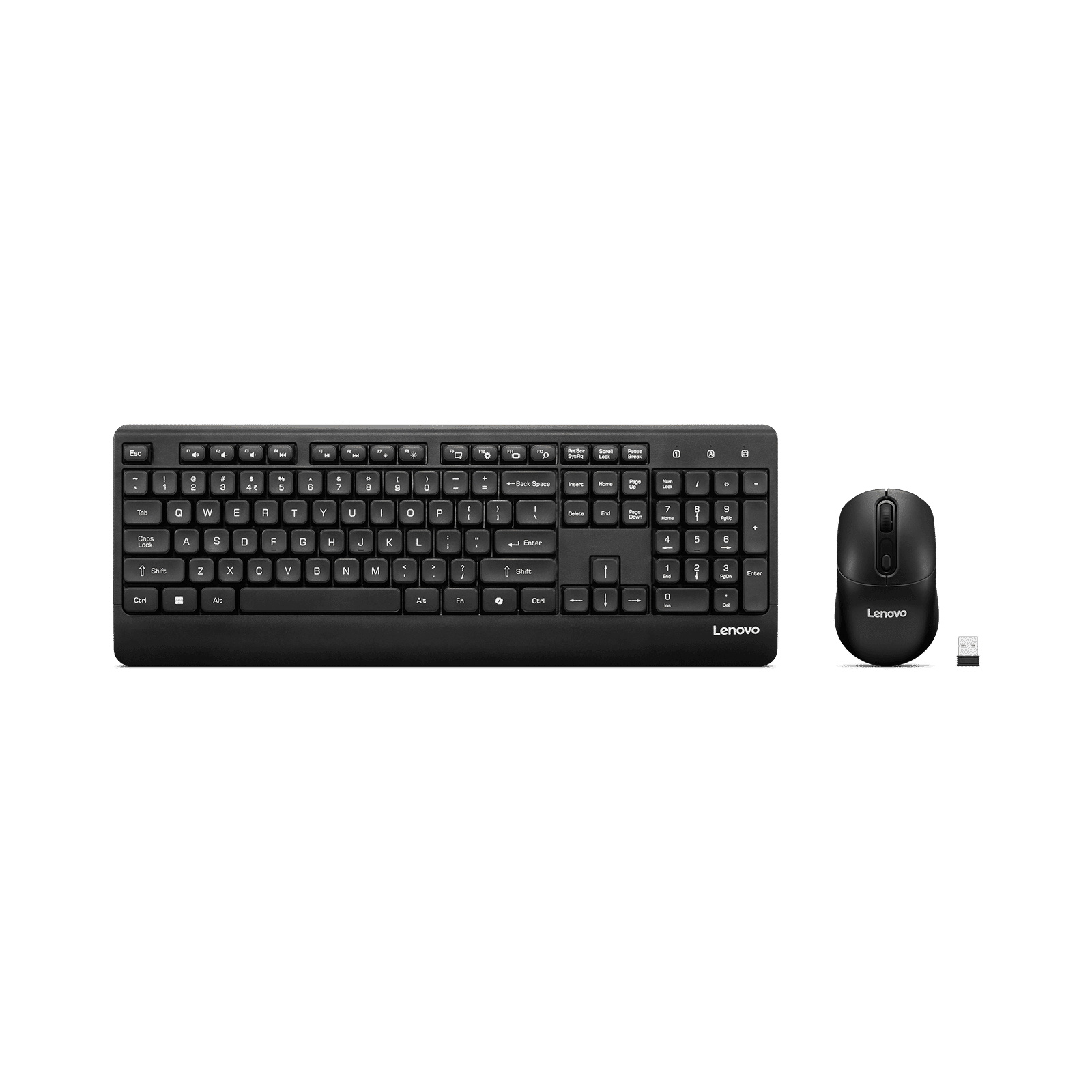 Lenovo 210 USB A Wireless Keyboard & Mouse Combo (104 Keys, 1600DPI Adjustable, Ambidextrous, Black)