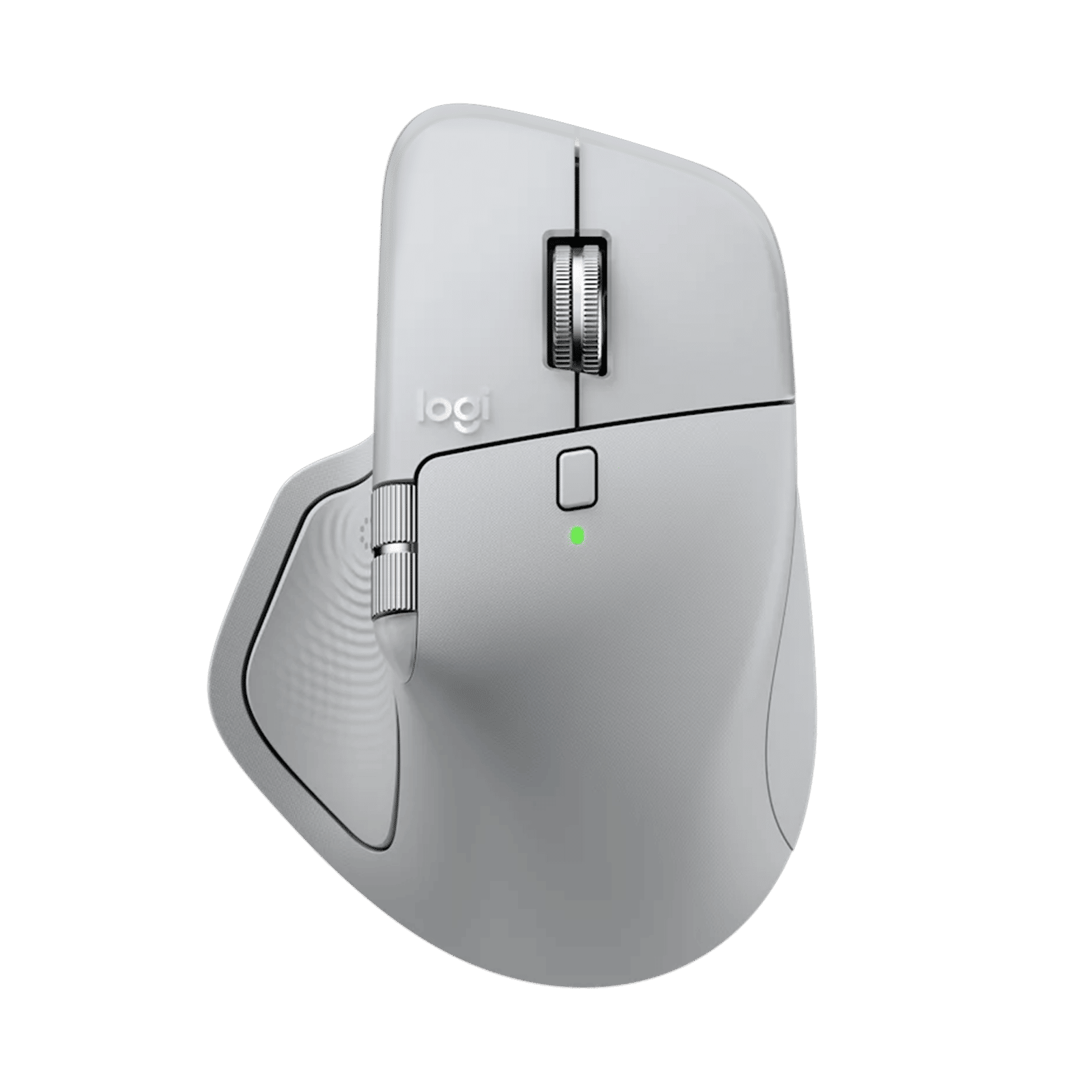 Logitech MX Master 4 Rechargeable Bluetooth 5.1 Wireless Optical Performance Mouse with Thumb Wheel (8000 DPI Adjustable, MagSpeed Scroll Wheel, Pale Grey)