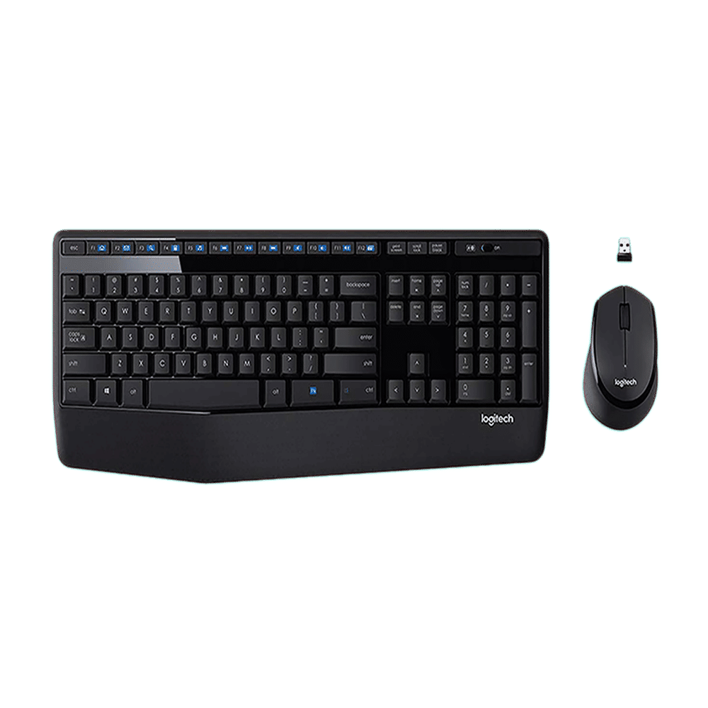 logitech MK345 Wireless Keyboard & Mouse Combo (1000 DPI, Spill Resistant, Black)