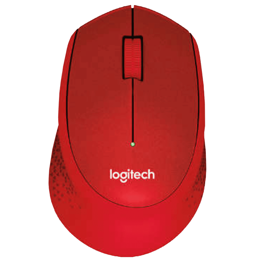 logitech M331 Plus Wireless Optical Mouse with Silent Click Buttons (1000 DPI, Plug & Play, Red)
