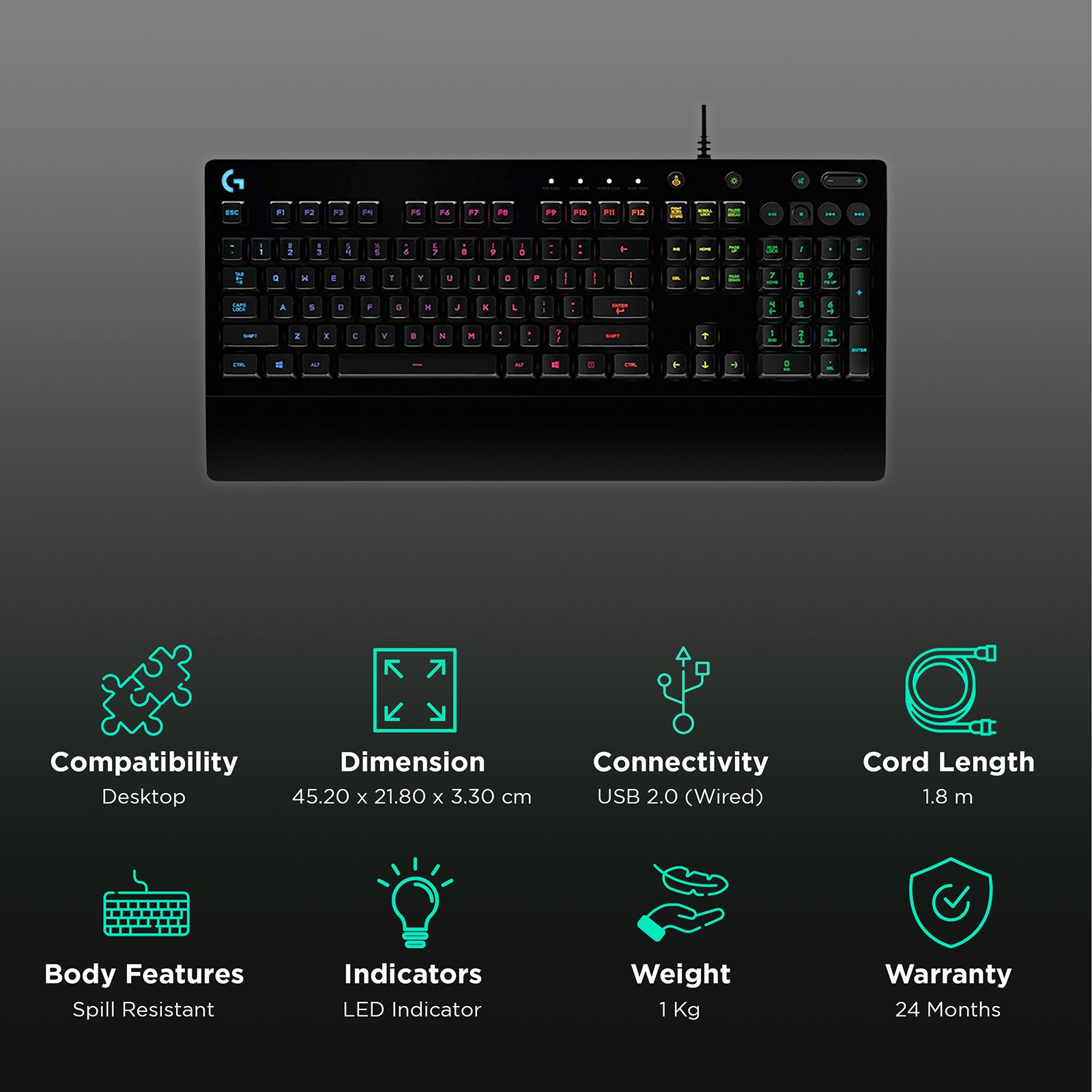 Buy logitech G213 Prodigy Wired Gaming Keyboard with Backlit Keys