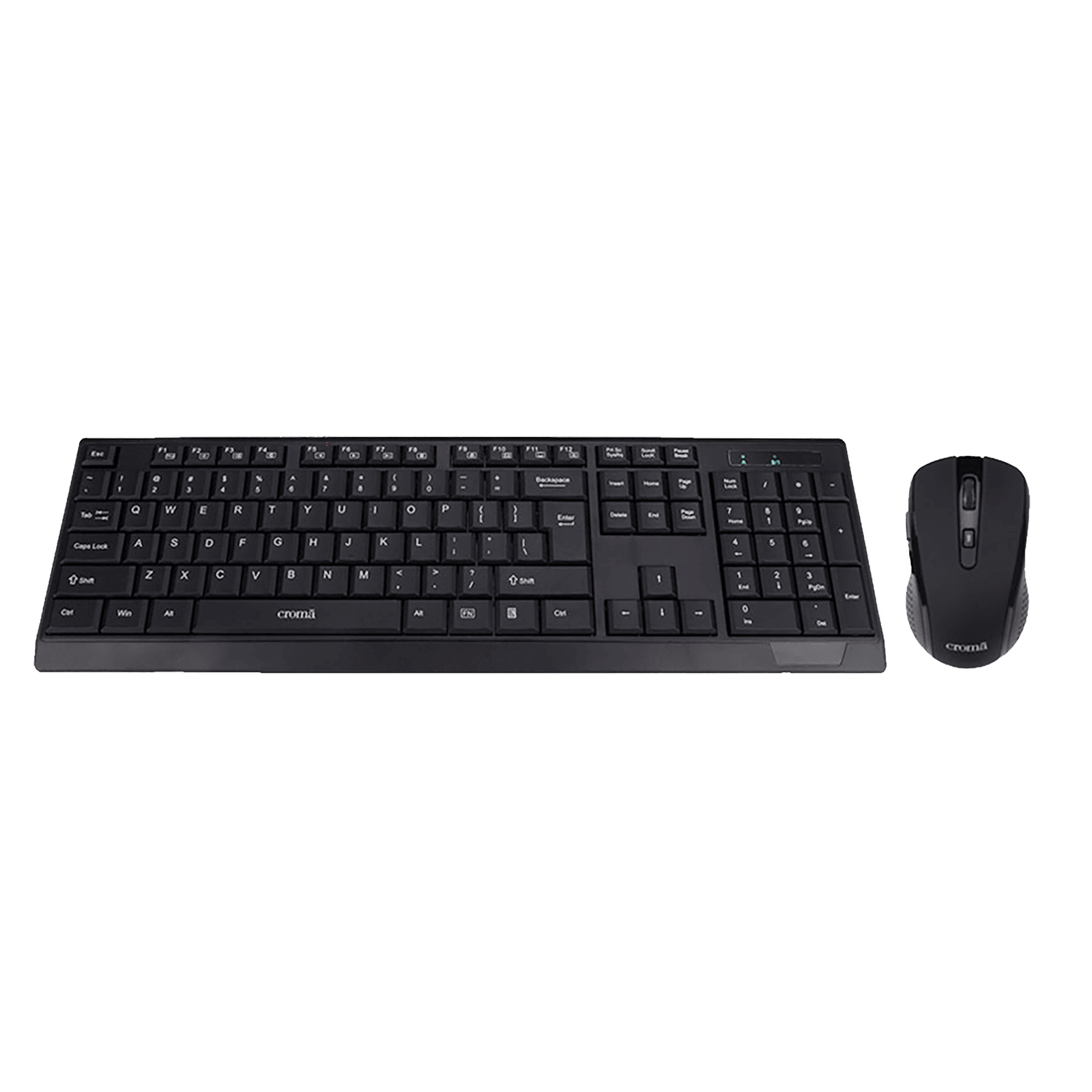 Croma 2.4 GHz Wireless Keyboard & Mouse Combo (1000 DPI, Plug & Play, Black)