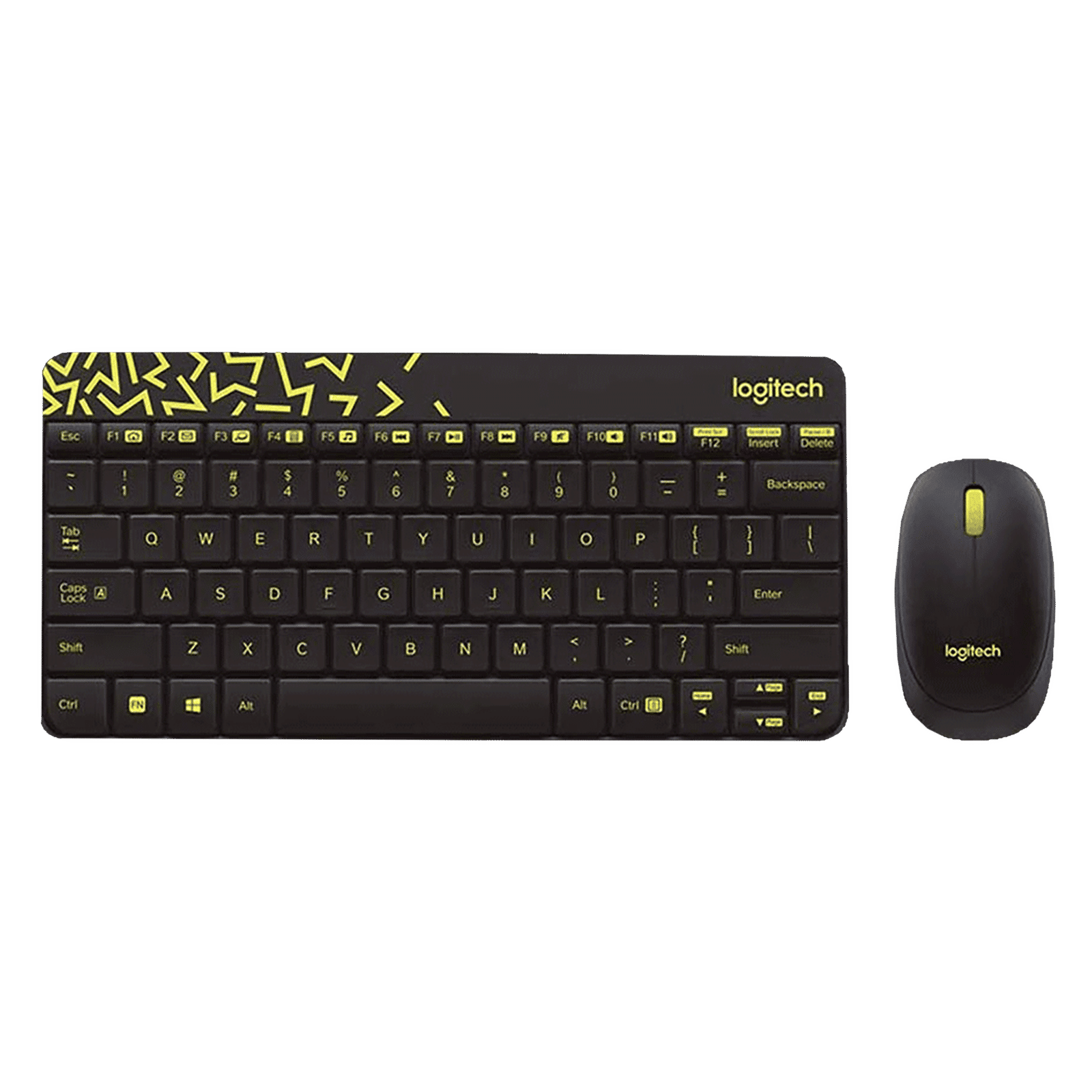 logitech MK240 2.4 GHz Wireless Keyboard & Mouse Combo (1000 DPI, Spill Resistant, Black & Chartreuse Yellow)