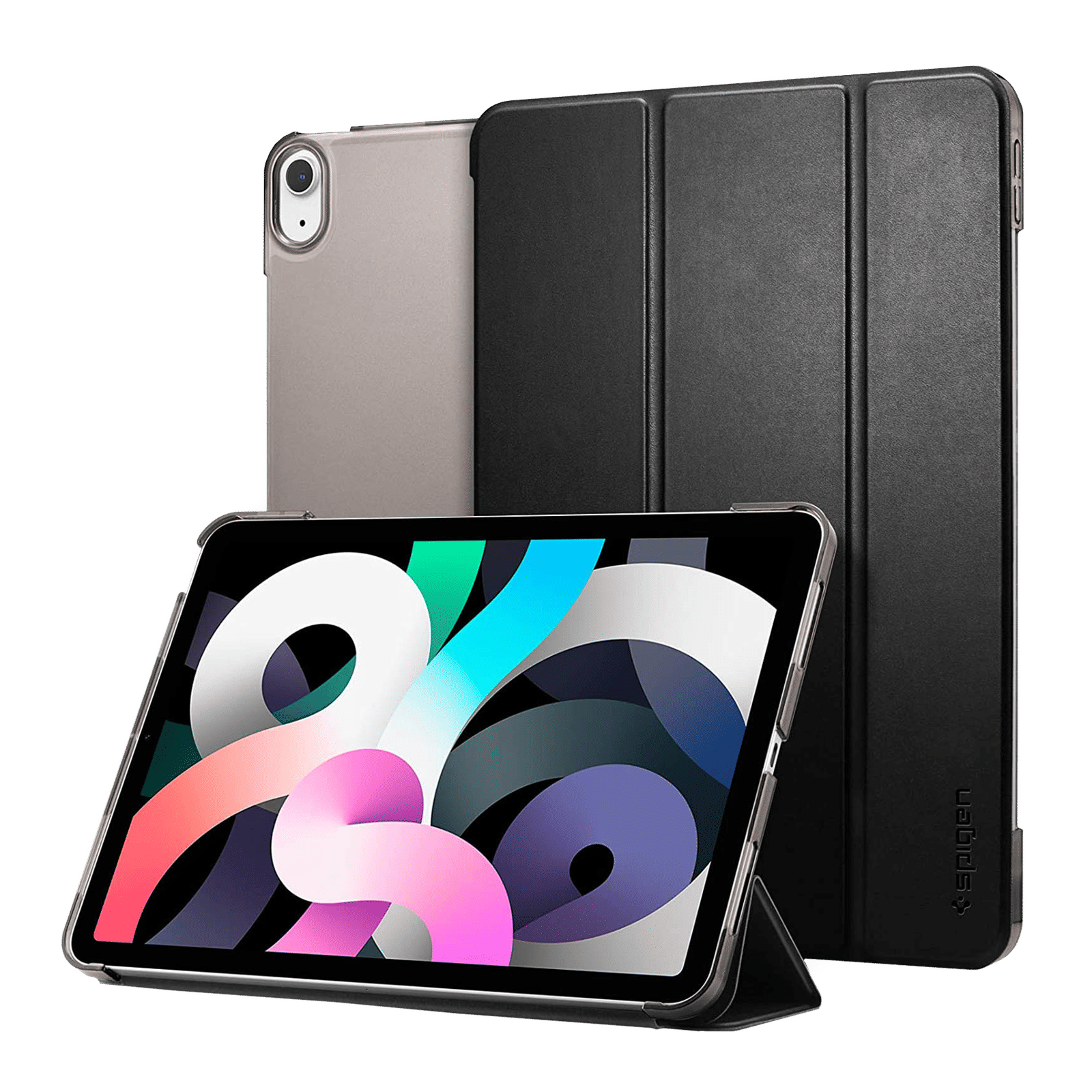 Spigen Smart Fold Polycarbonate, TPU Flip Cover for Apple iPad Air (4th & 5th Gen) (Scratch Protection, Black)