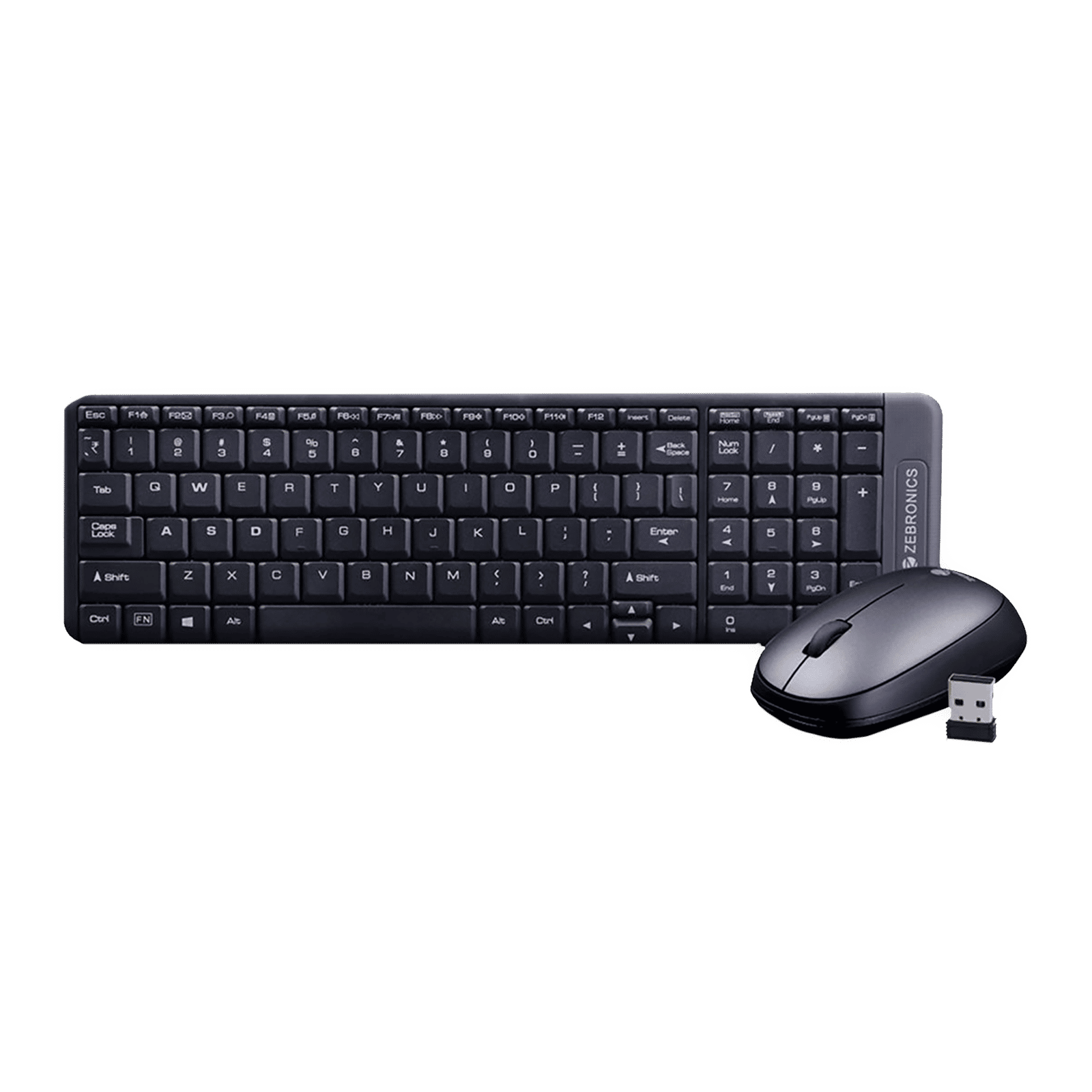 ZEBRONICS ZEB-Companion 104 Wireless Keyboard & Mouse Combo (100 Keys, 1200 DPI, Advanced Optical Sensor Technology, Black)