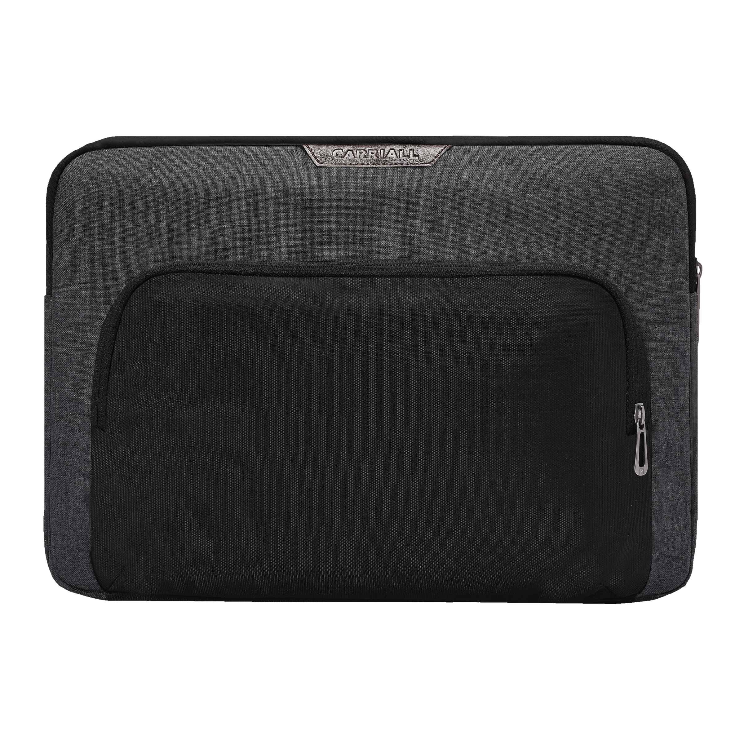 Carriall Noble Fabric, Polyester Laptop Sleeve for 14 Inch Laptop (2 L, Water Resistant, Black/Grey)