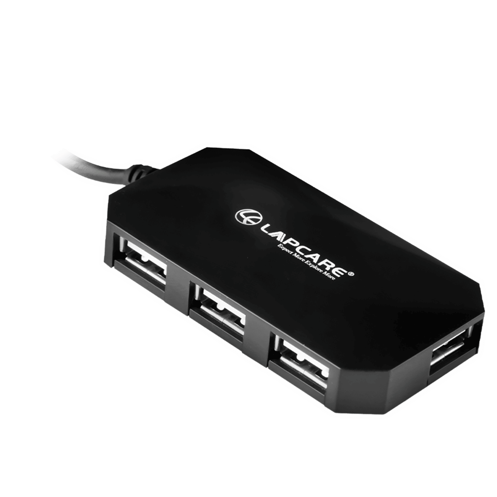 LAPCARE 4-in-1 USB 2.0 Type A to USB 2.0 Type A USB Hub (Over-Current Protection, Black)
