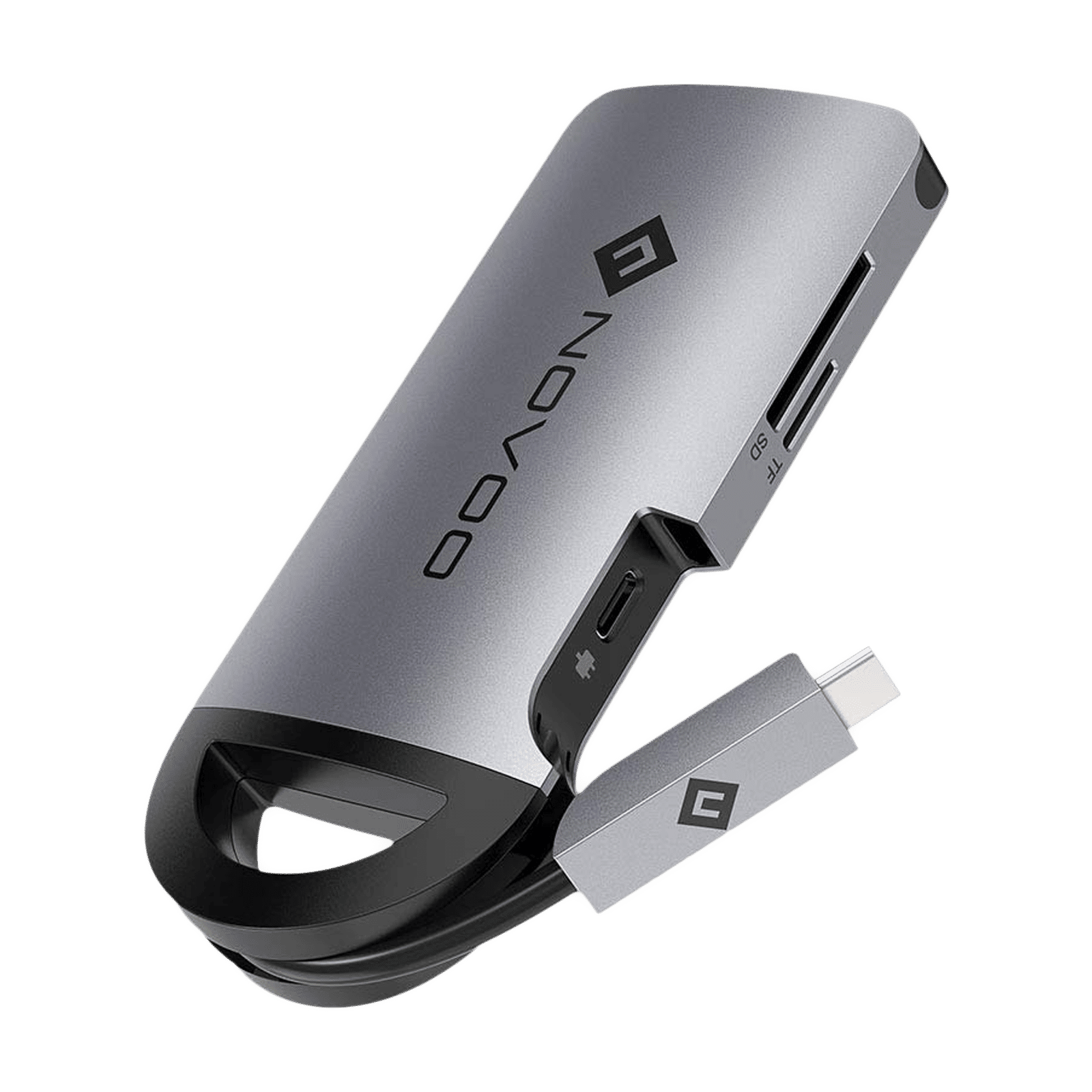 NOVOO 8-in-1 USB 3.0 Type C to USB 3.0 Type A, HDMI, LAN Port, USB Type C, SD Card Slot, TF Card Multi-Port Hub (Safe Certified, Space Grey)