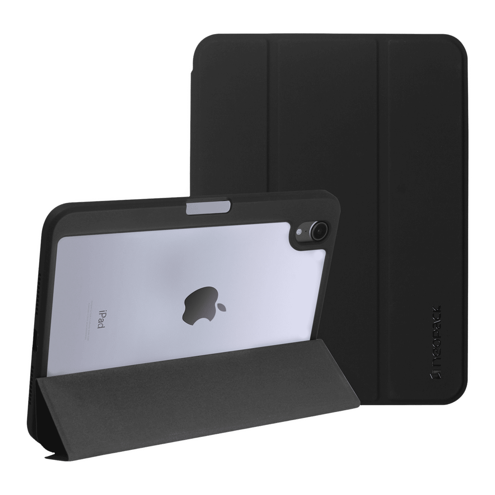 Neopack Delta TPU Flip Cover for Apple iPad (All Gen) (With Pencil Holder, Black)