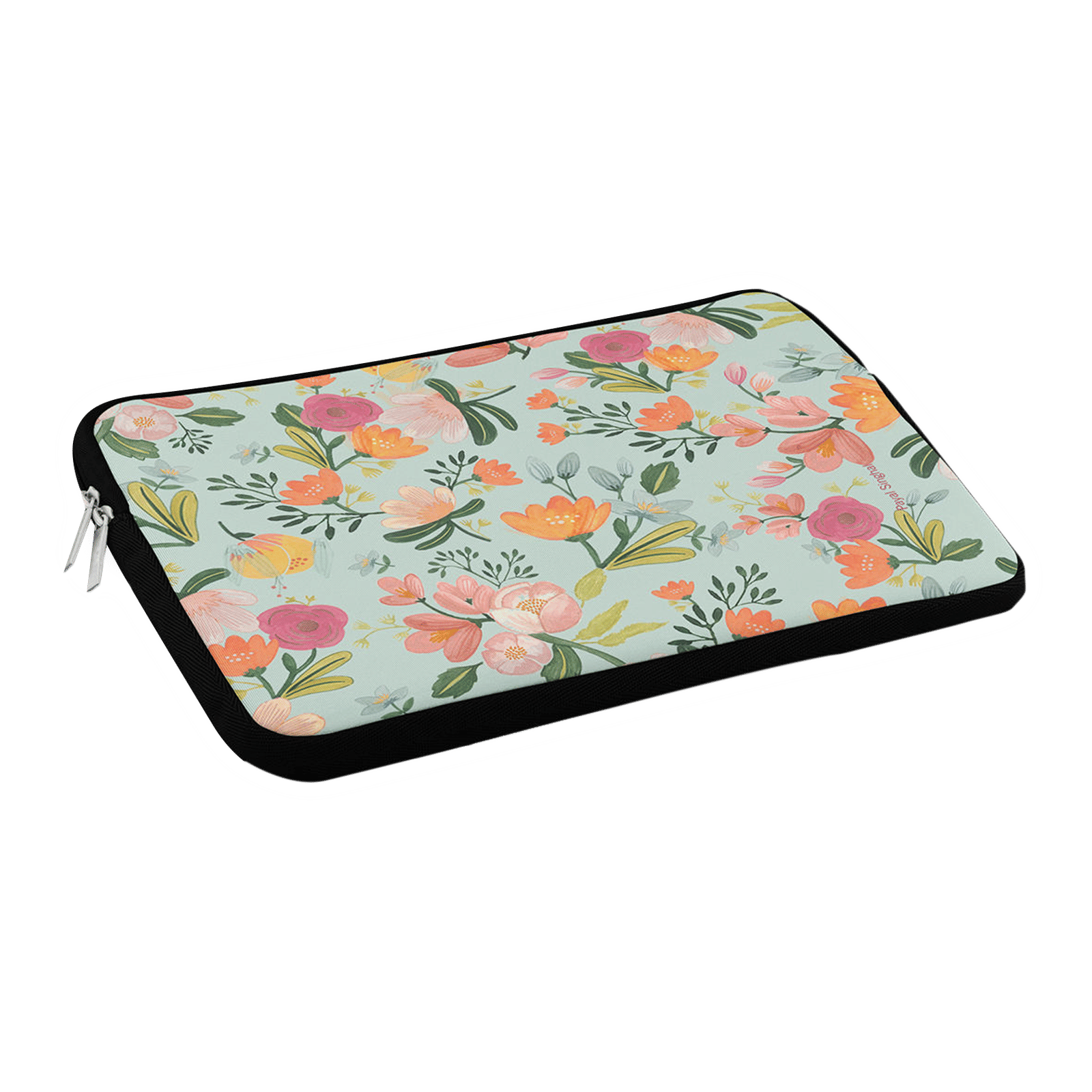 macmerise Payal Singhal Aqua Handpainted Flower Neoprene Laptop Sleeve for 13 Inch Laptop (Water Resistant, Multi Color)