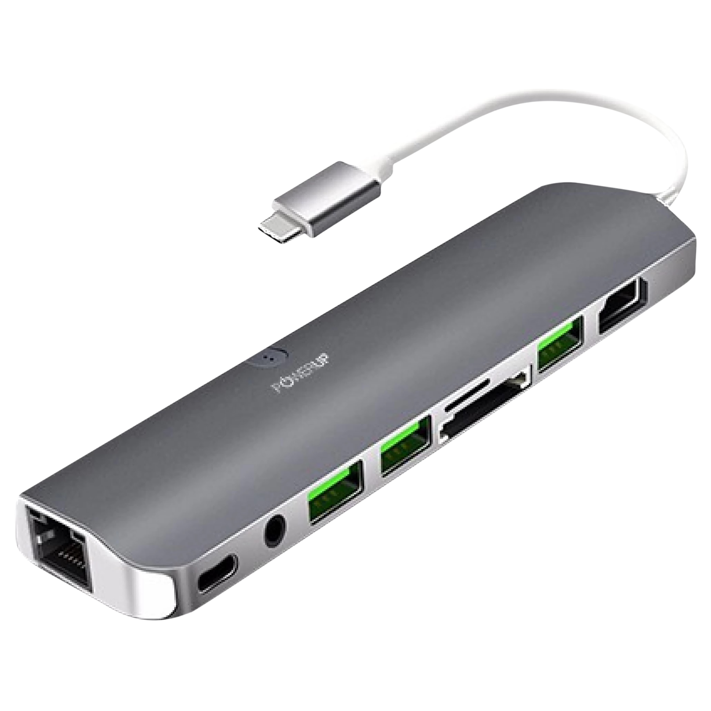 POWERUP 9-in-1 USB Type C to USB Type A, USB Type C, Stereo, USB  Type A, SD Card Slot, TF Card, HDMI, LAN Port Multi-Port Adapter