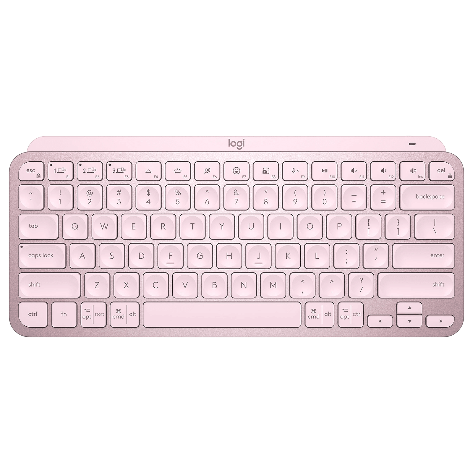 logitech MX Keys Mini Rechargeable Bluetooth Wireless Keyboard with Multi Device Connectivity (Ambient Light Sensors, Rose)