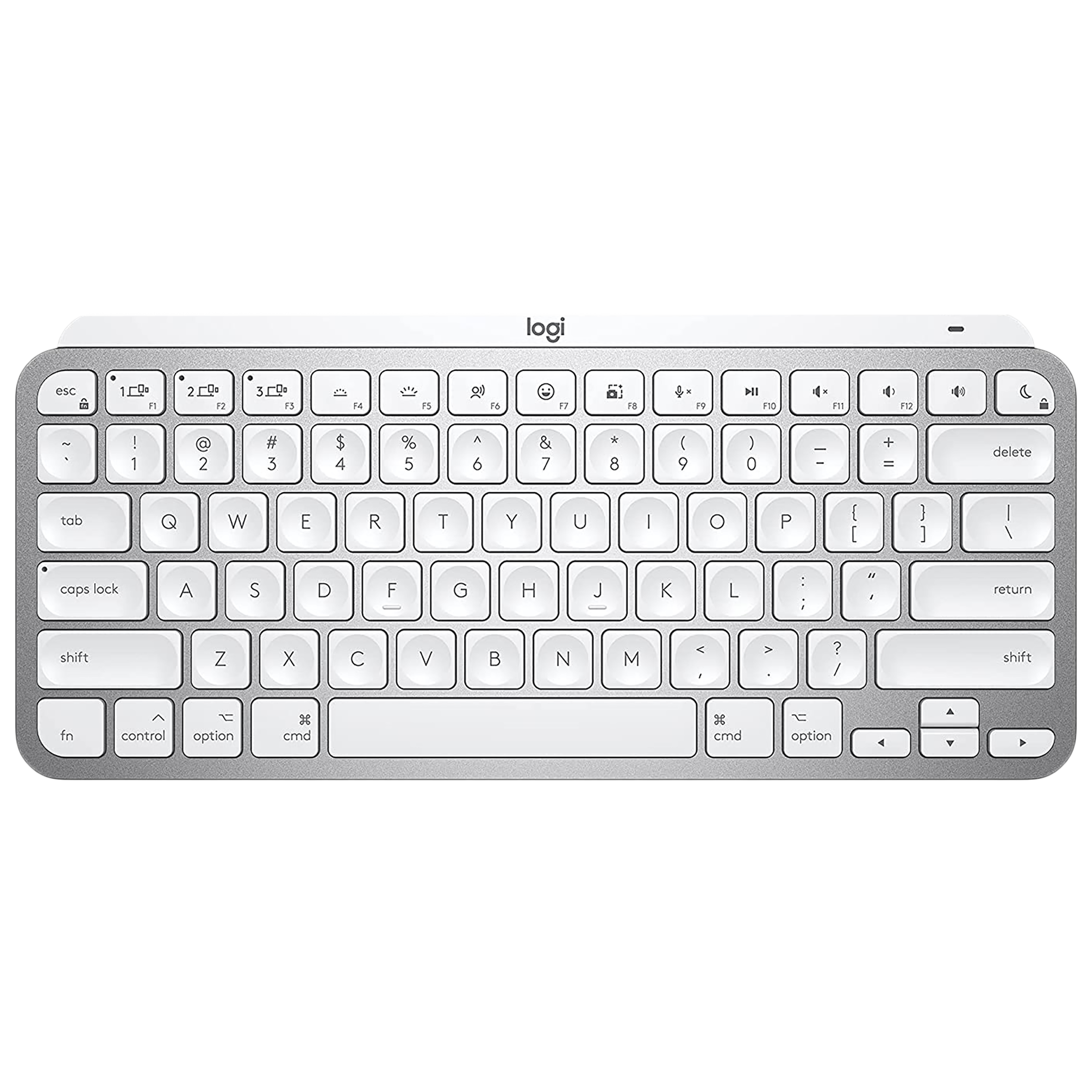 logitech MX Keys Mini Rechargeable Bluetooth Wireless Keyboard with Multi Device Connectivity (Ambient Light Sensors, Pale Grey)