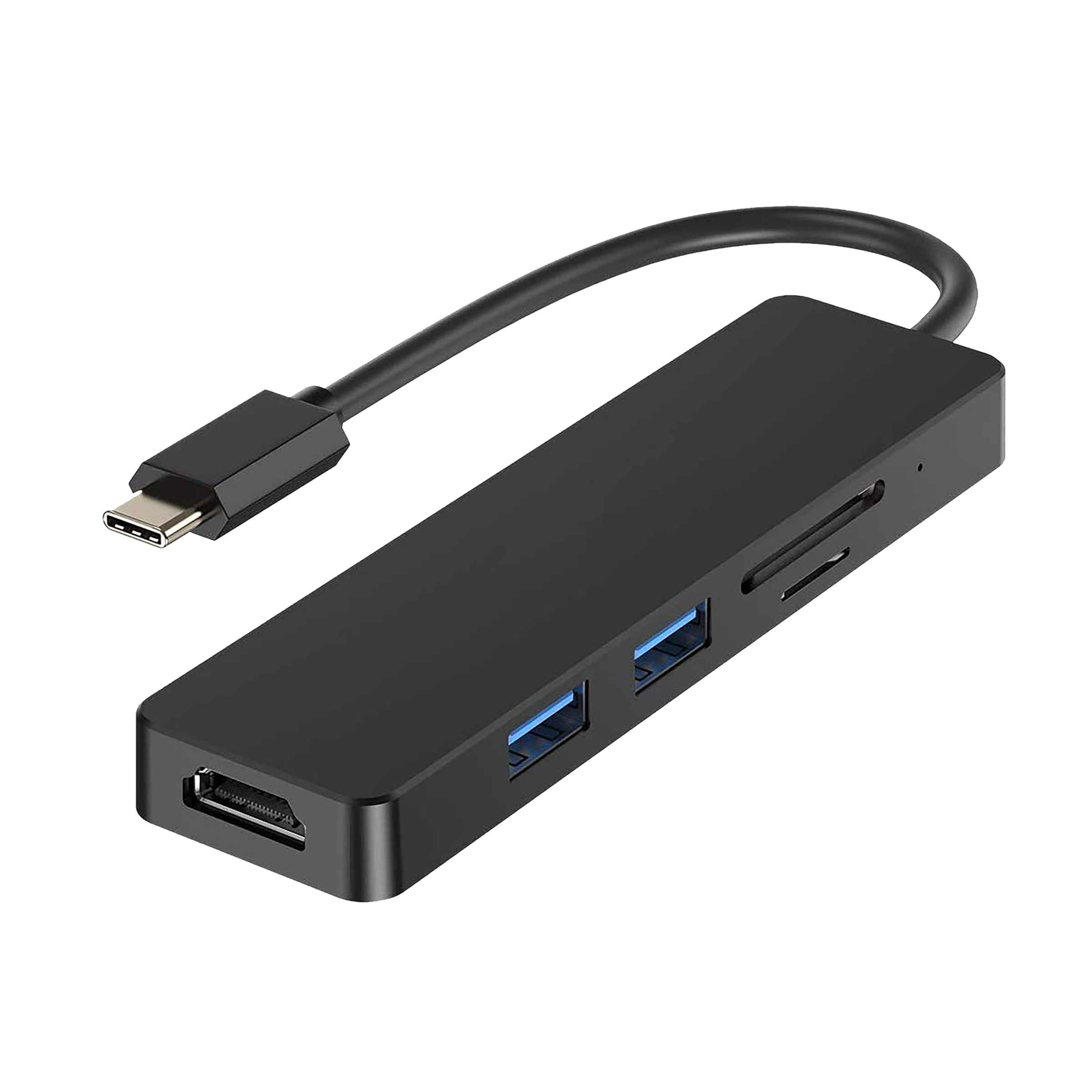 LAPCARE Lap-C 5-in-1 USB 3.1 Type C to USB 3.0 Type A, SD Card, HDMI, MicroSD Card Slot Docking Station (Multi-Media Connectivity, Black)