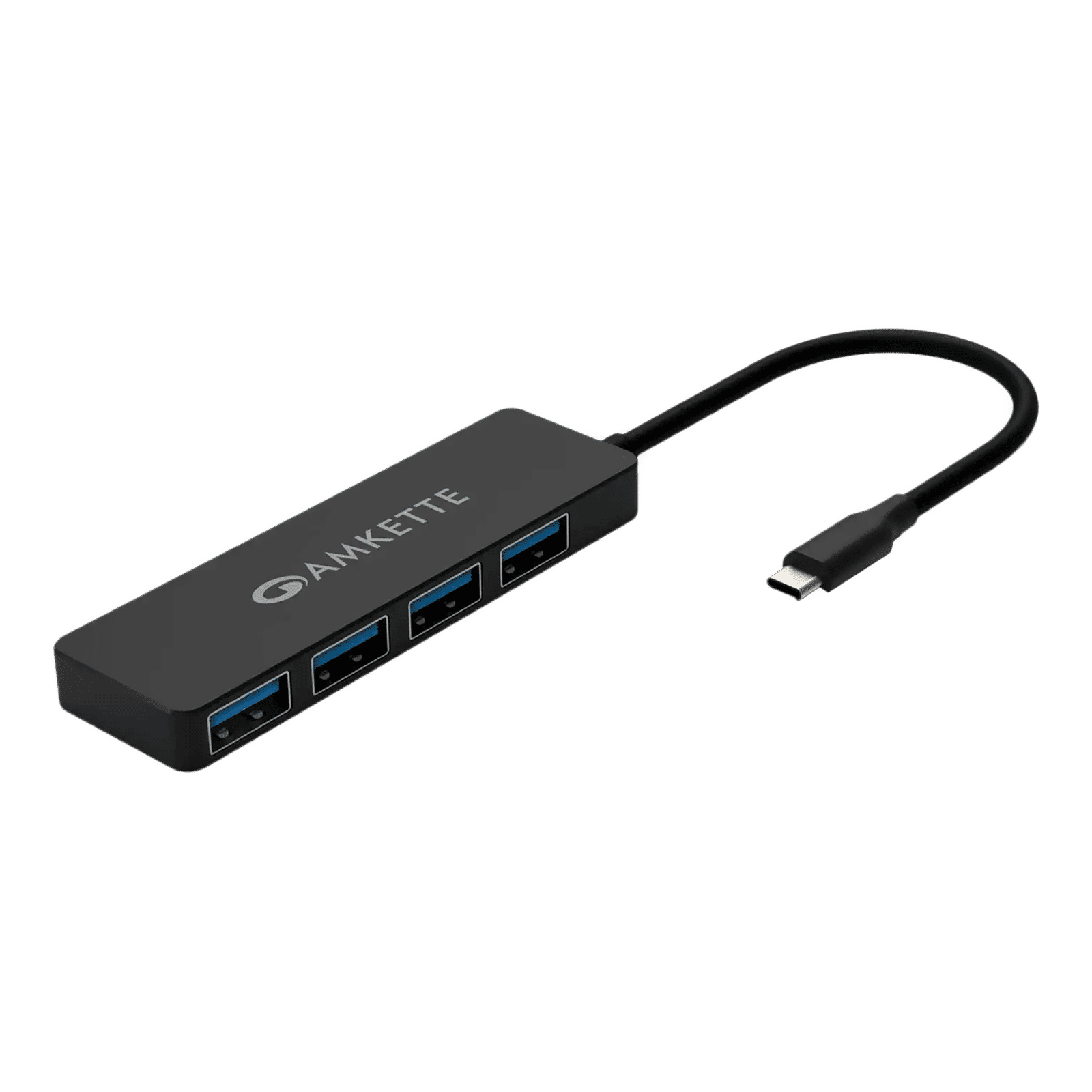 AMKETTE 4-in-1 USB 3.1 Type C to USB 3.0 Type A USB Hub (Up to 5 Gbps Data Transfer, Black)