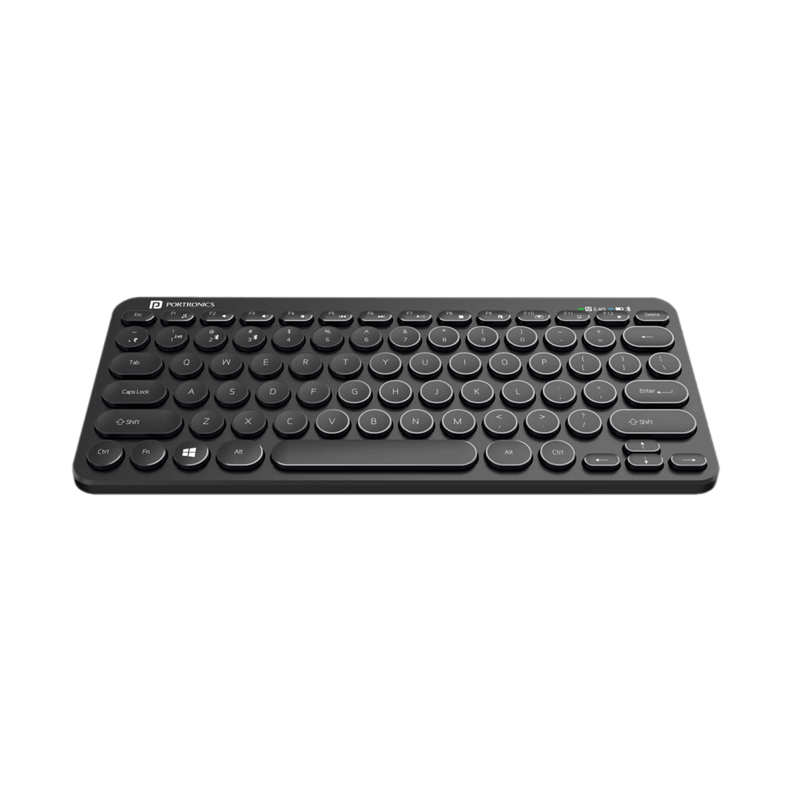 PORTRONICS Bubble Bluetooth 5.0 & 2.4GHz Wireless Keyboard with Multi Device Connectivity (2-Way Connection, Black)