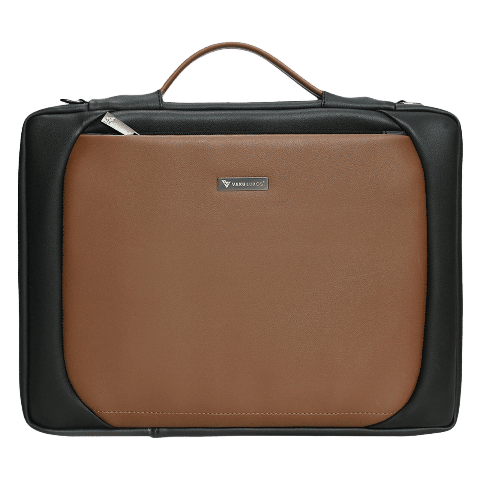 Dr. Vaku La Romani Polyurethane Leather Laptop Sling Bag for 14 Inch Laptop (Water Resistant, Camel/Black)