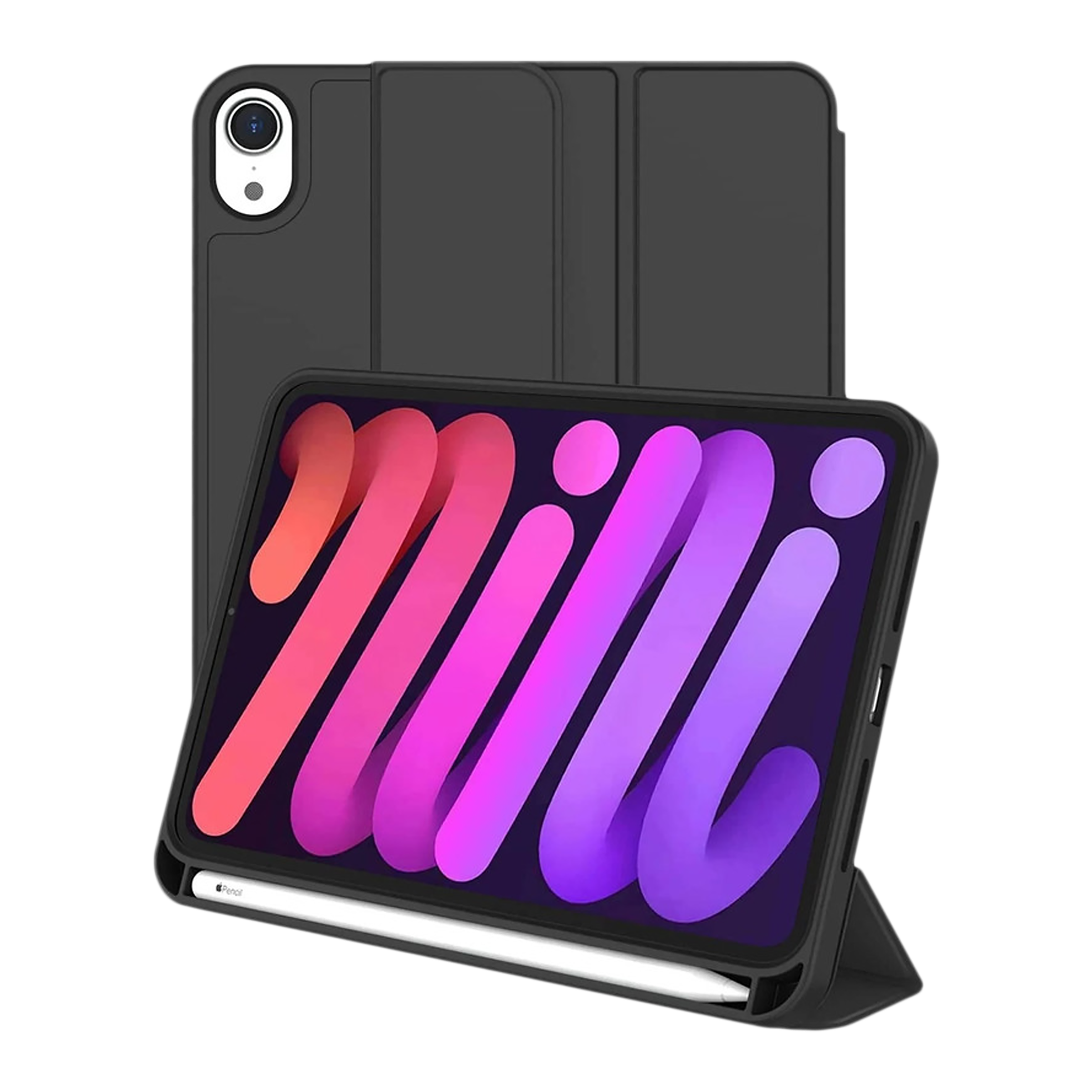 Vaku Stallion Series Microfiber Flip Cover for Apple iPad Inch (7th,  8th, 9th Gen) (Built-in Pencil Holder, Black)