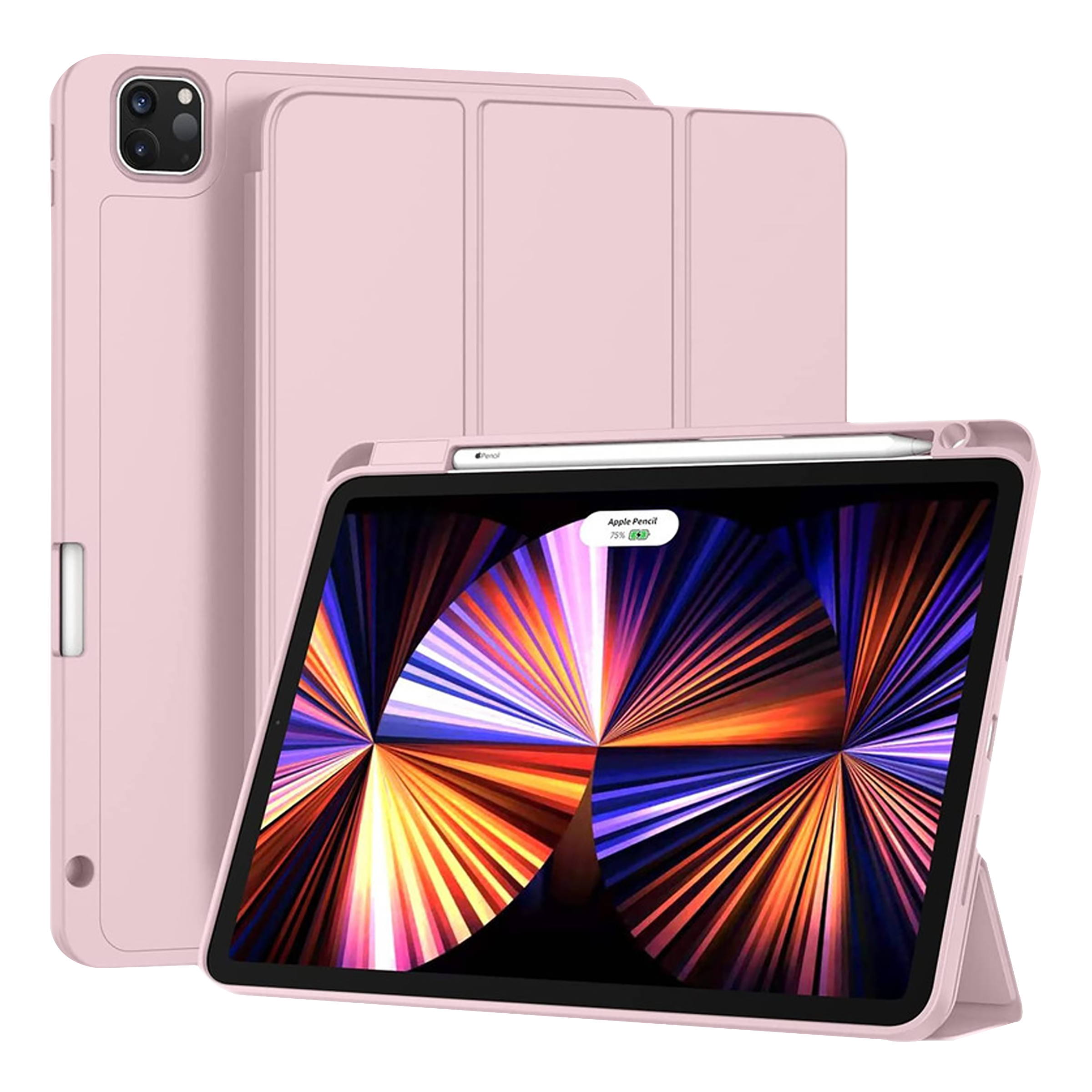 vaku luxos Vaku Stallion Trifold Polyurethane Leather, Silicone Flip Cover for Apple iPad Pro 11 Inch, iPad Air (4th Gen) (Wireless Charging Support, Pink)-picture-14