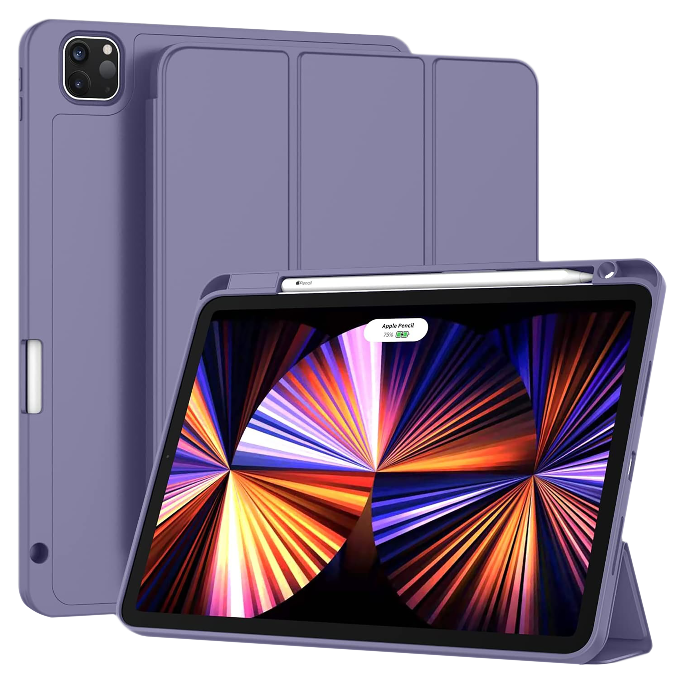 vaku luxos Vaku Stallion Trifold Polyurethane Leather, Silicone Flip Cover for Apple iPad Pro 11 Inch, iPad Air (4th Gen) (Wireless Charging Support, Purple)-picture-12