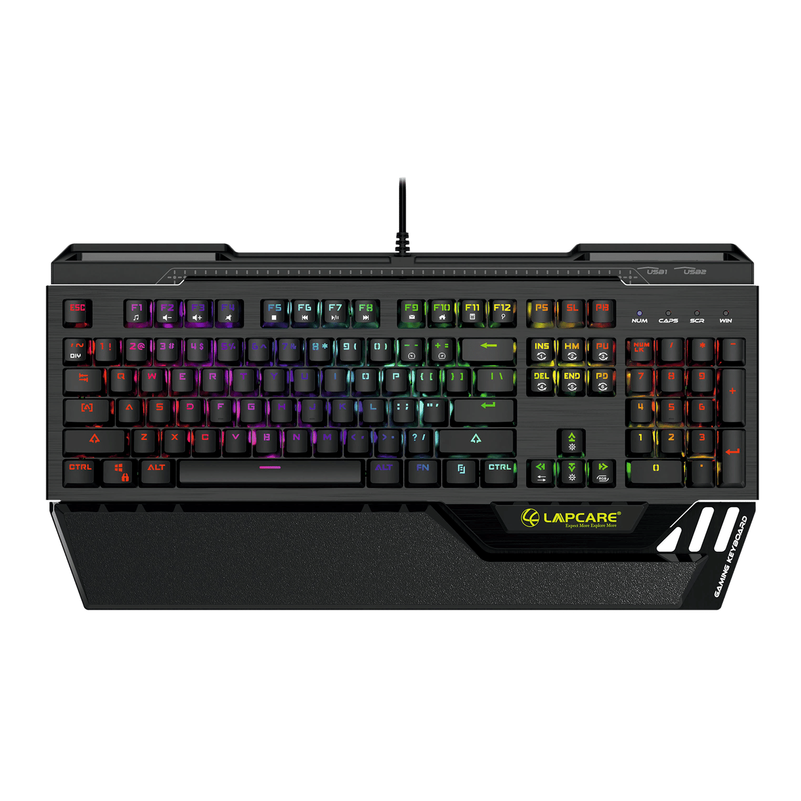 LAPCARE Champ LGK-108 Wired Gaming Keyboard with Backlit Keys (Waterproof, Black)