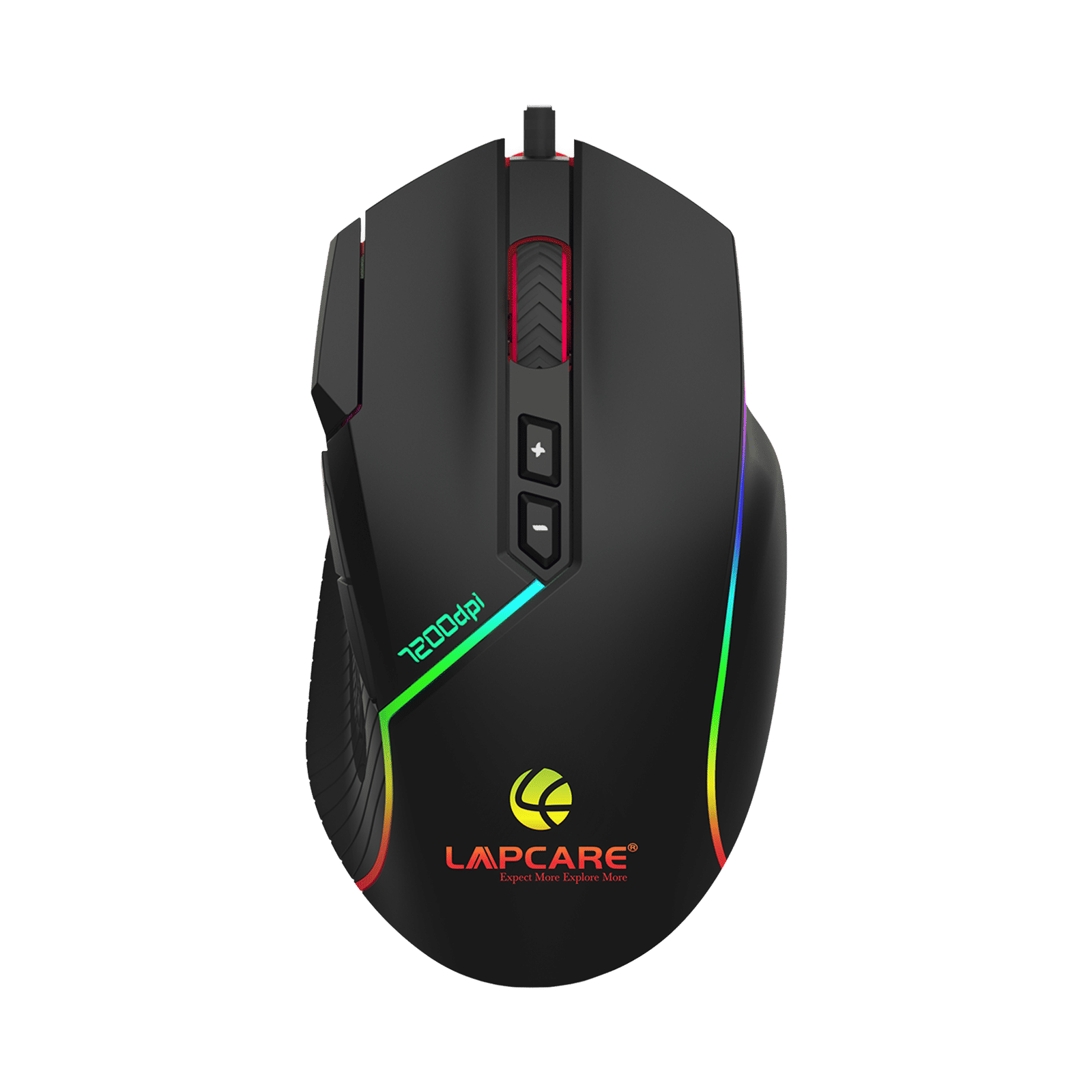 LAPCARE Champ LGM-108 Wired Optical Gaming Mouse (7200 DPI, Ergonomic Design, Black)