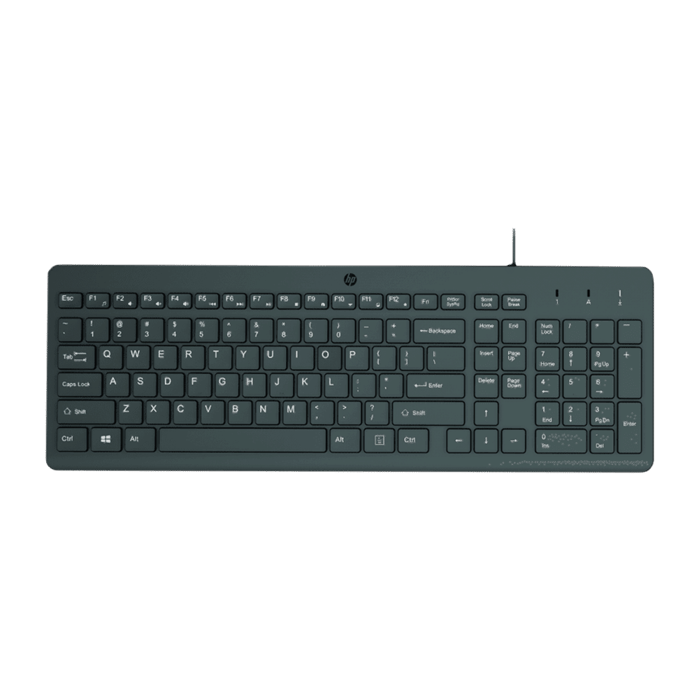 HP 150 Wired Keyboard with 12 Fn Shortcut Keys (Plug & Play, Black)
