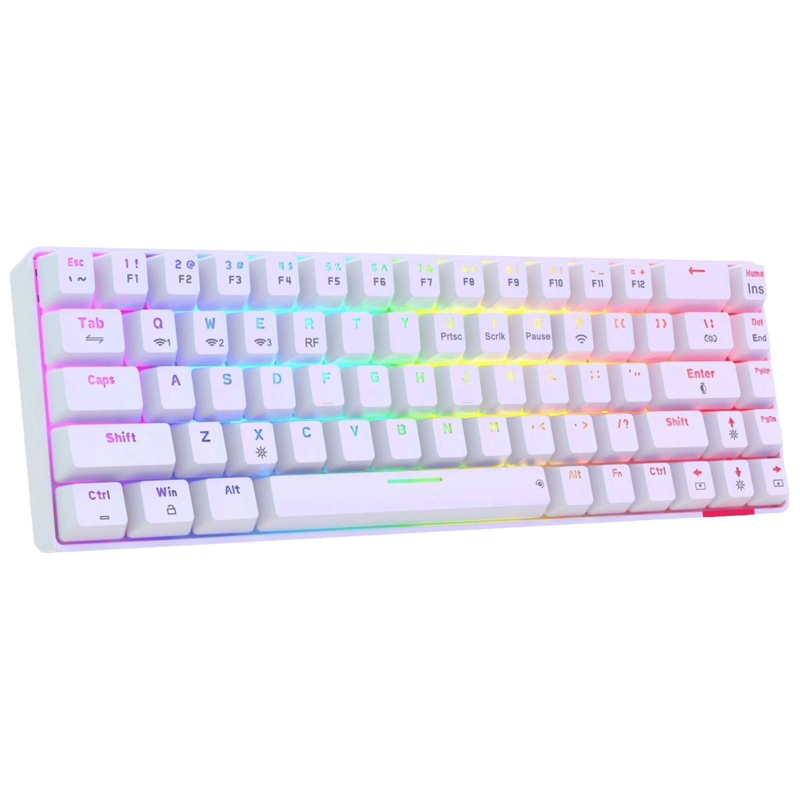 PORTRONICS Hydra 10 Rechargeable Bluetooth 5.0 and 2.4GHz Wireless Gaming Keyboard with Backlit Keys (Tactile Touch, White)