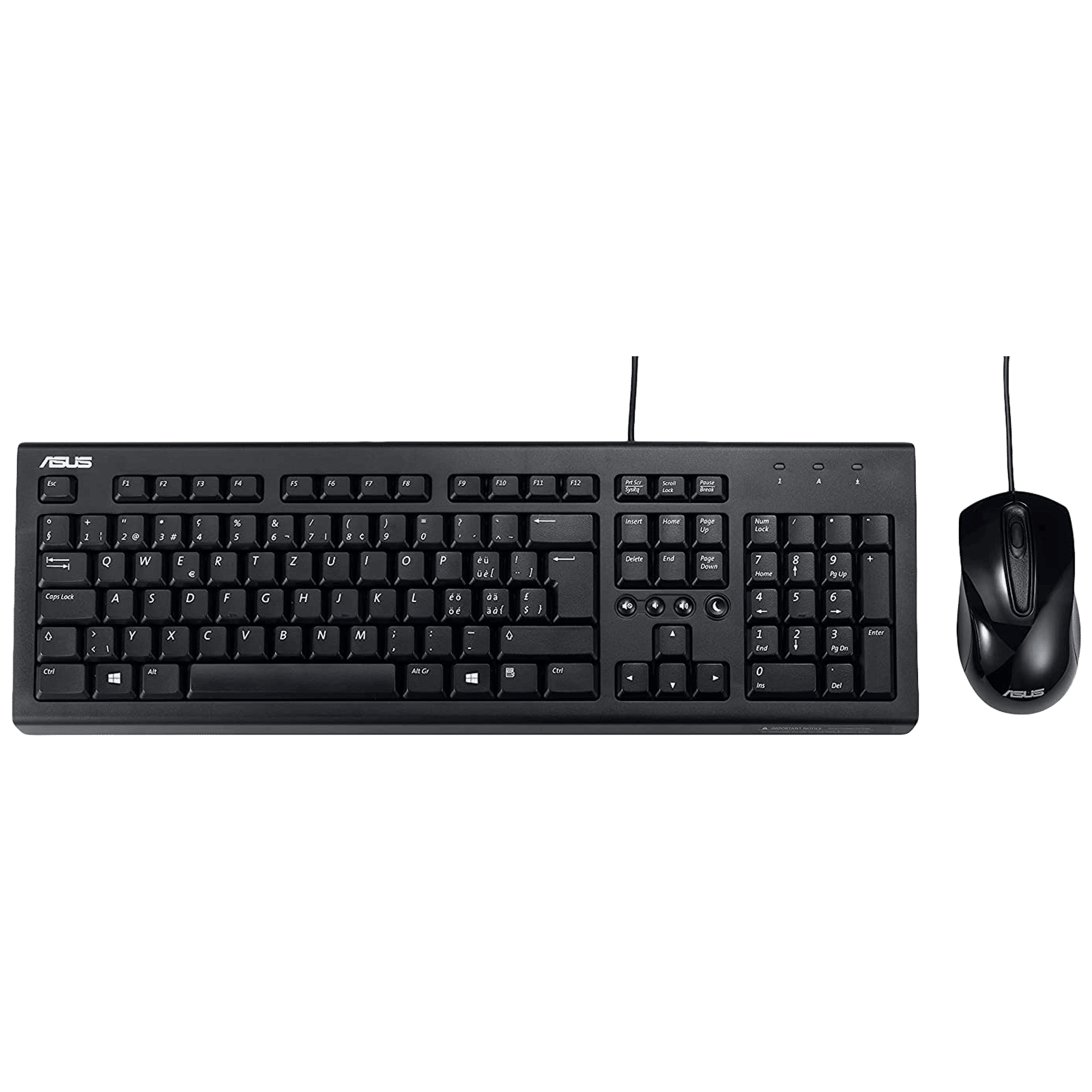 ASUS U2000 Wired Keyboard and Mouse Combo (1000dpi, Black)