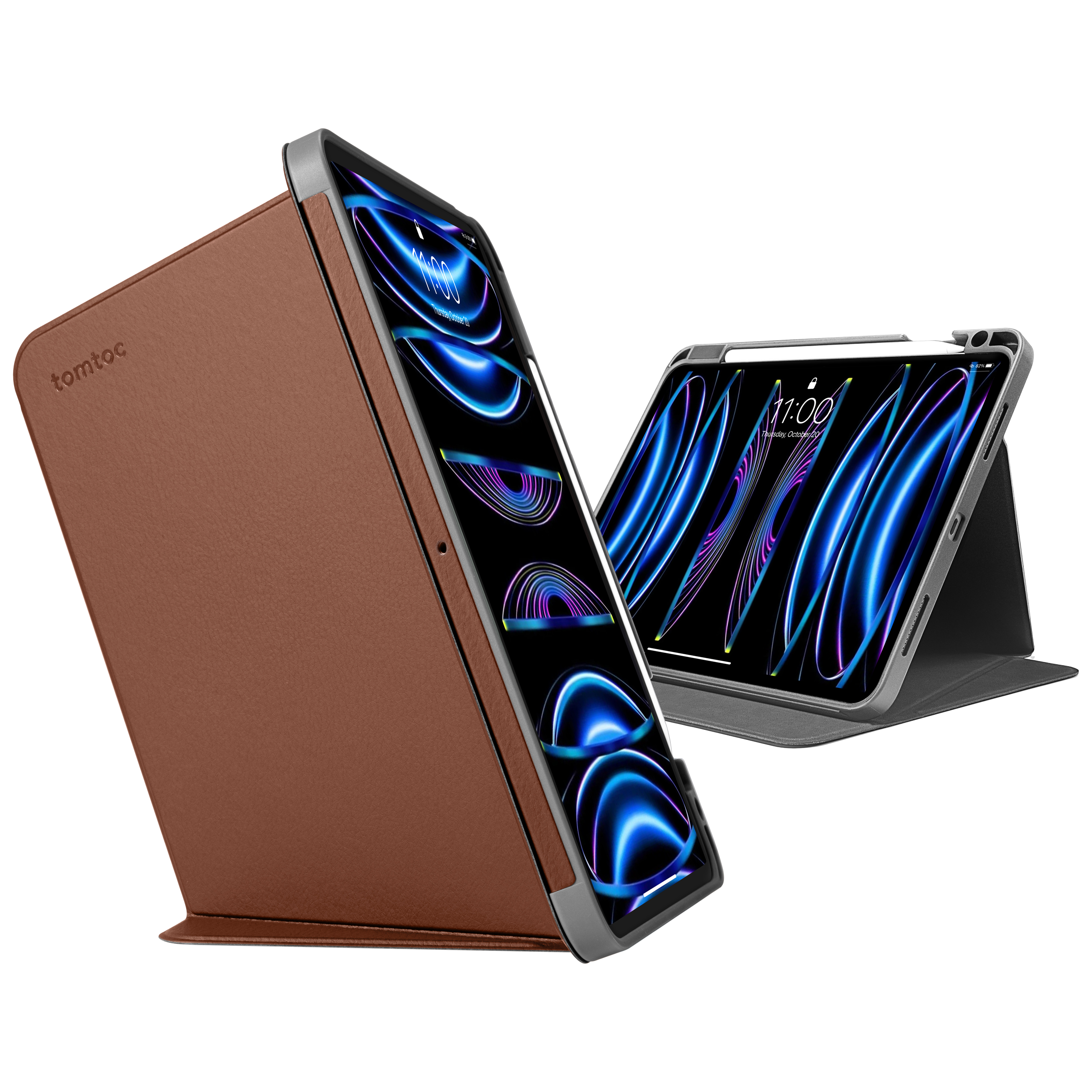 tomtoc Polyurethane Leather Flip Case for Apple iPad 11 Inch (Scratch  Resistant, Caramel)