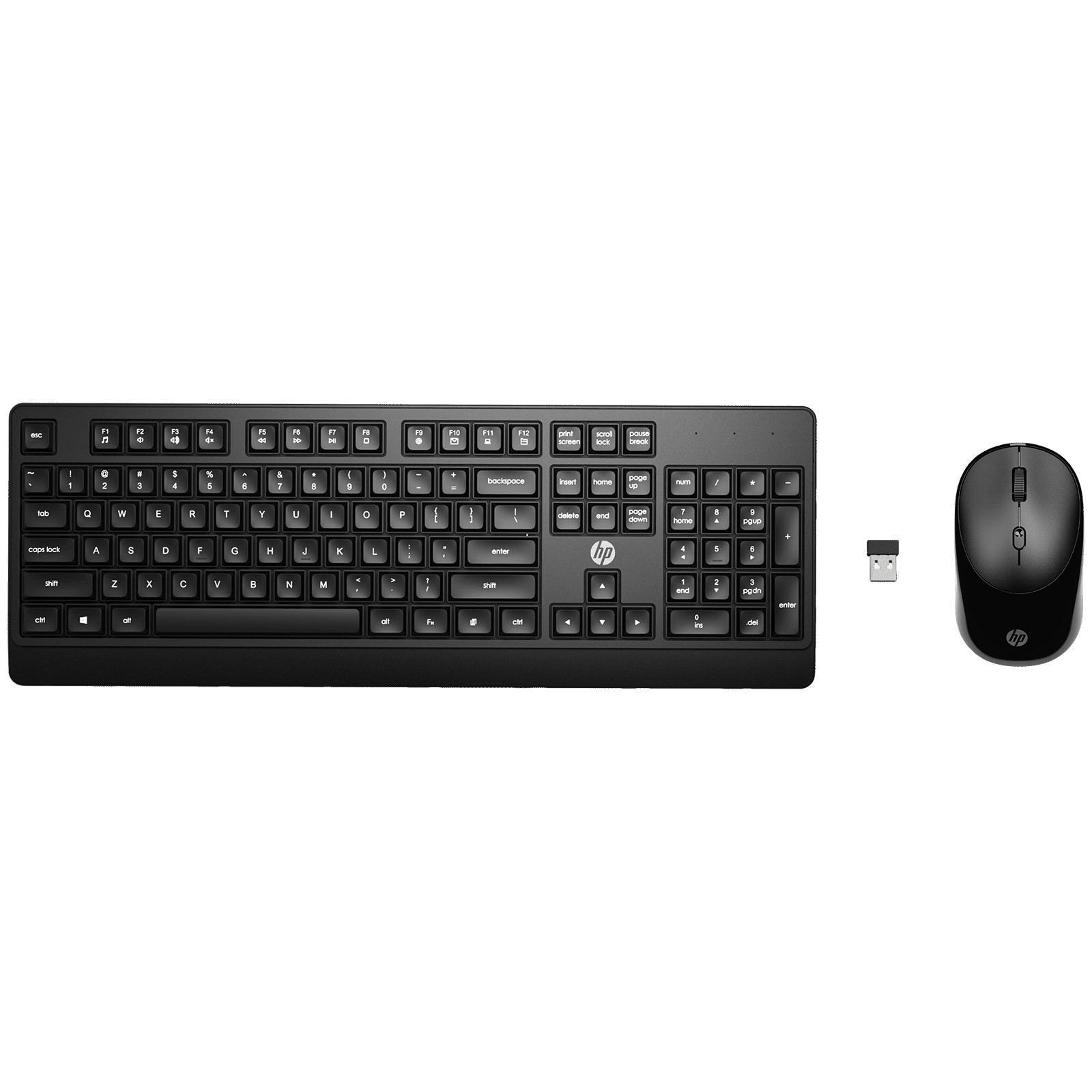 HP KM250 2.4 GHz Wireless Keyboard & Mouse Combo (1200 DPI, Ergonomic Design, Black)