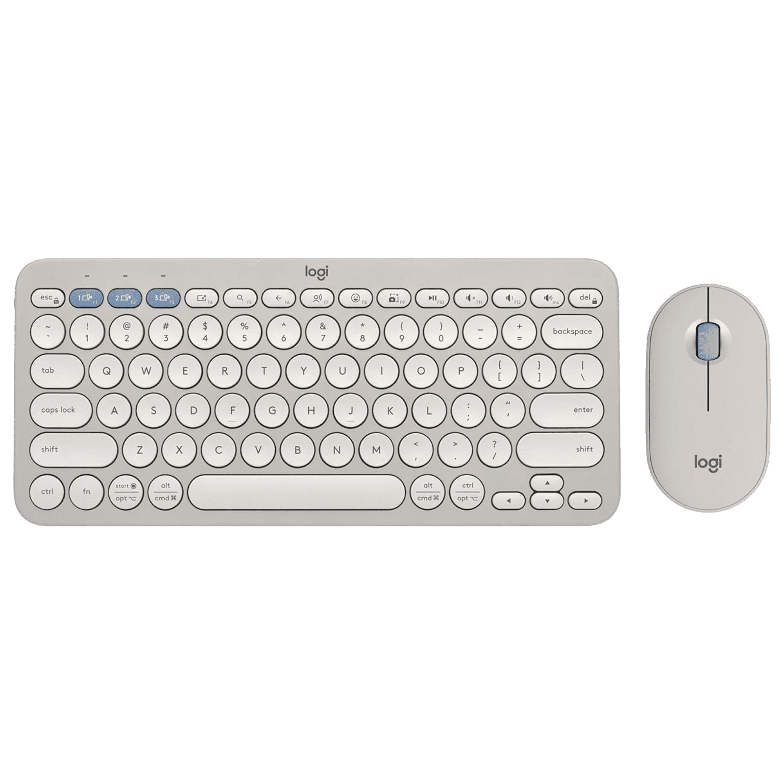 logitech Pebble 2 Wireless Keyboard and Mouse Combo (Quiet and Customizable, Tonal Sand)