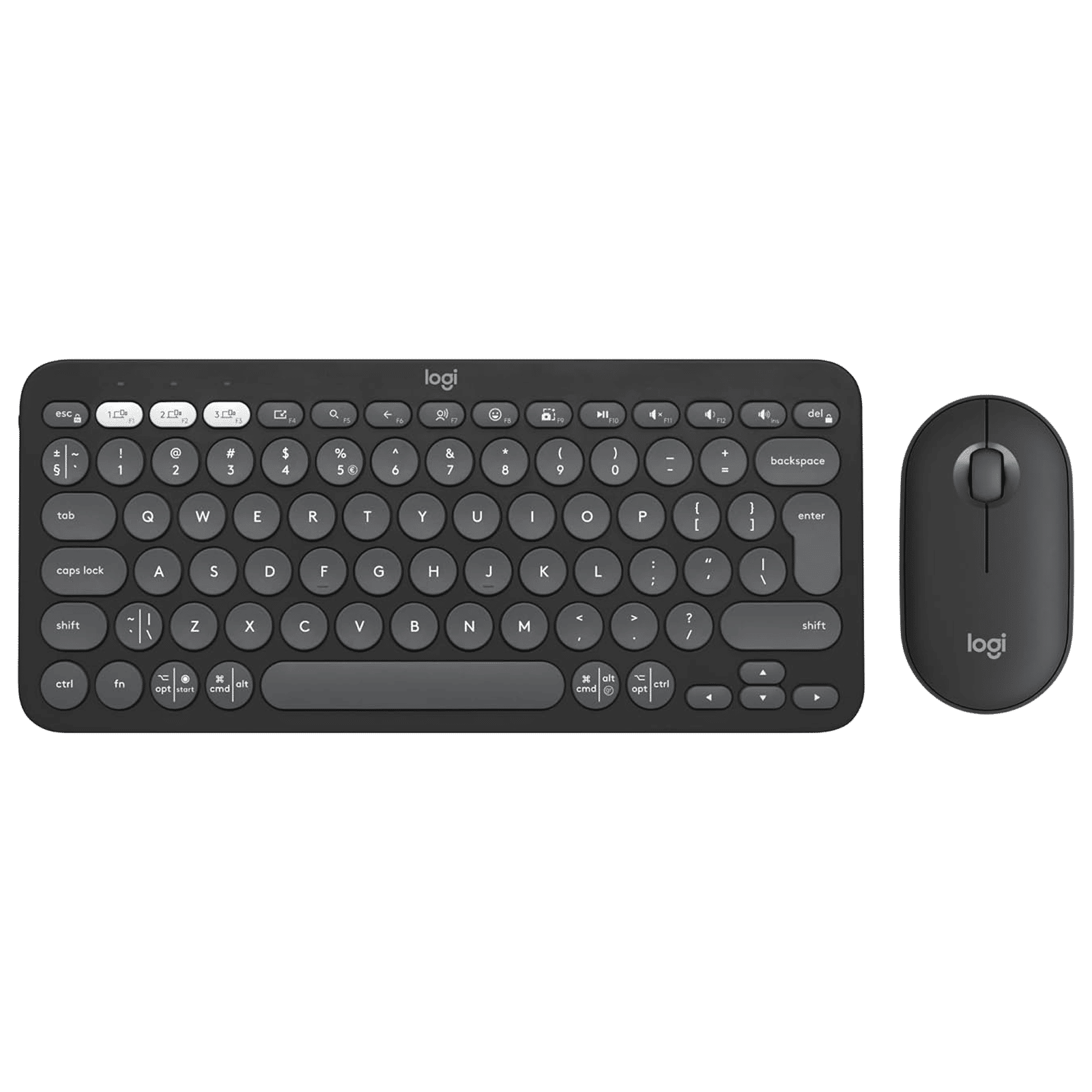 logitech Pebble 2 Wireless Keyboard and Mouse Combo (Multi-Device Pairing, 4000 DPI Adjustable, Graphite)