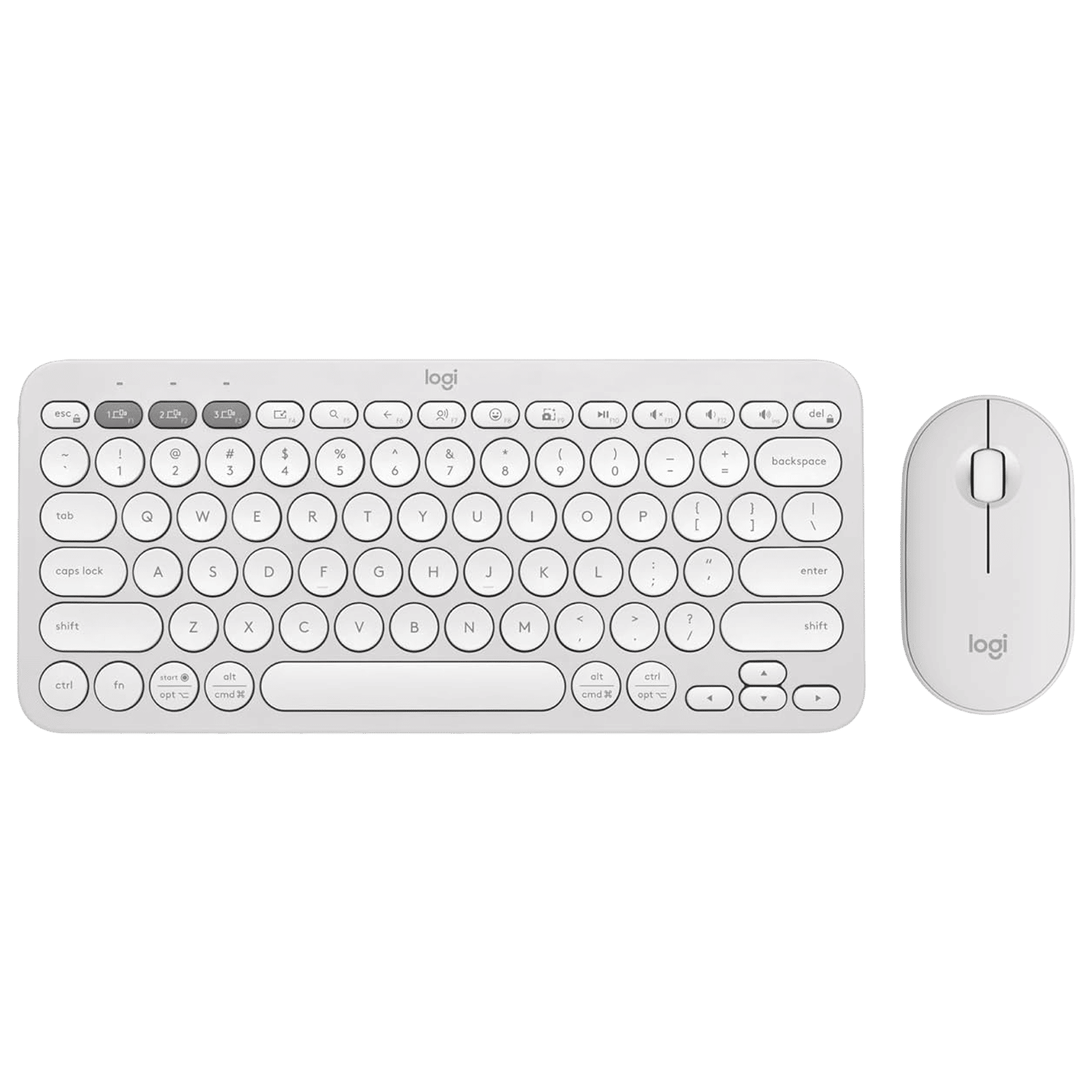 logitech Pebble 2 Wireless Keyboard and Mouse Combo (Quiet and Customizable, Tonal White)