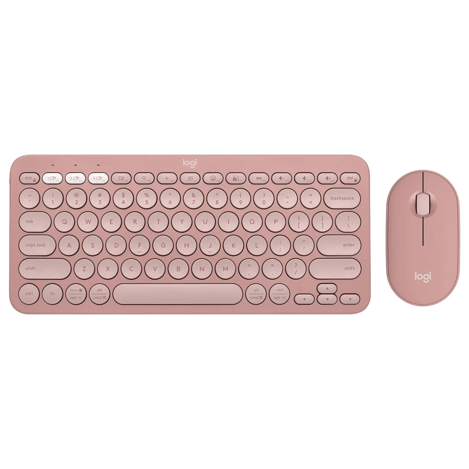logitech Pebble 2 Wireless Keyboard and Mouse Combo (Silent Touch Technology, Tonal Rose)