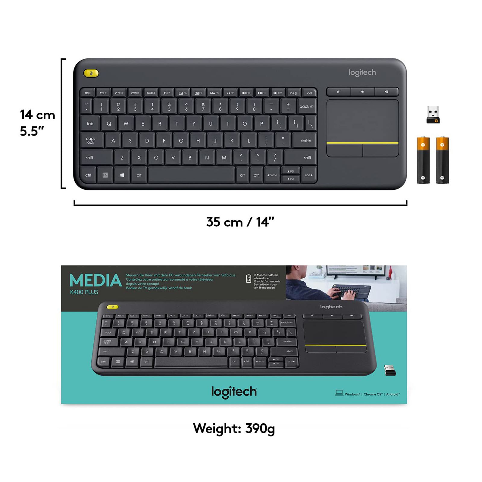 Buy logitech K400 Plus Wireless Keyboard with Built-in