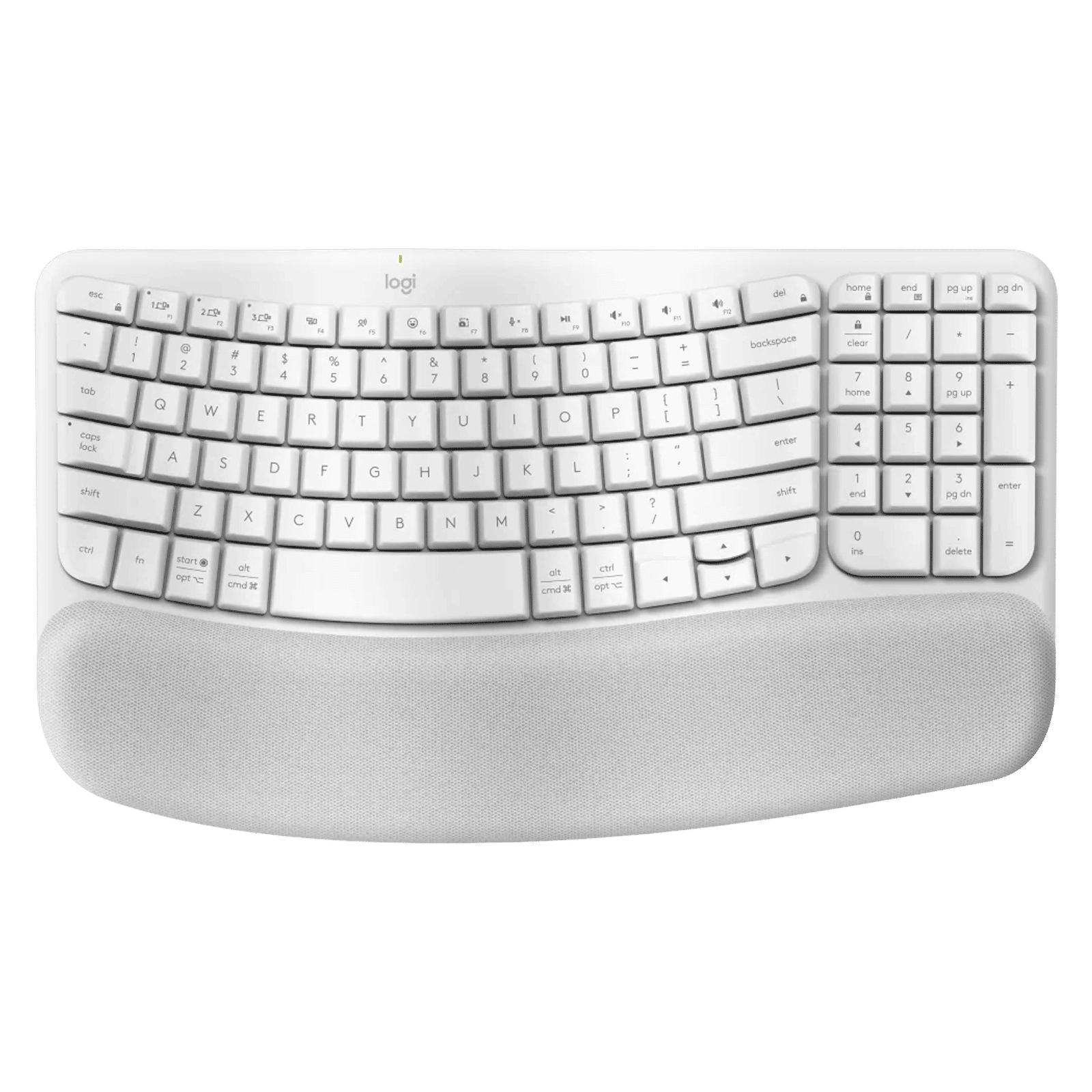 logitech Wave Keys Bluetooth Wireless Keyboard with Cushioned Palm Rest (Easy Switch Keys, Off White)