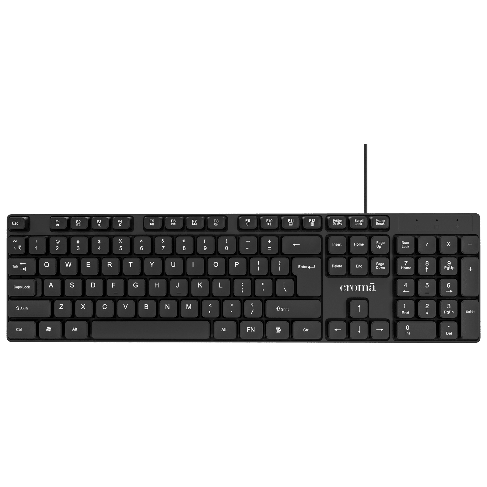 Croma Wired Keyboard with Multimedia Shortcuts (Robust & Compact, Black)