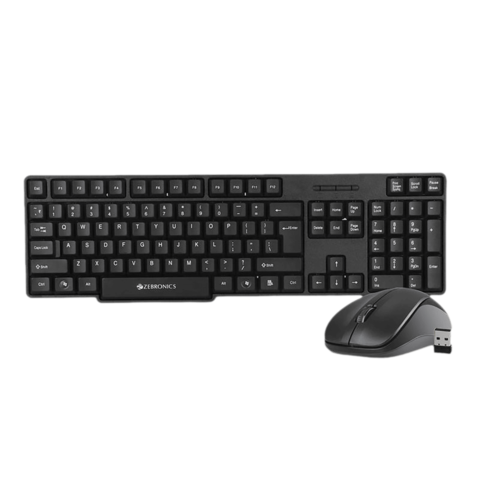Zebronics Zeb Companion 107 Wireless Keyboard & Mouse Combo (104 Keys, 1200 DPI, Ergonomic Design, Black)