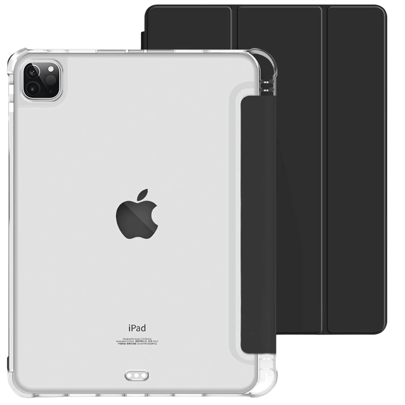 Croma Three Fold Smart Cover for Apple iPad Pro 13 Inch (Shockproof Design, Black)