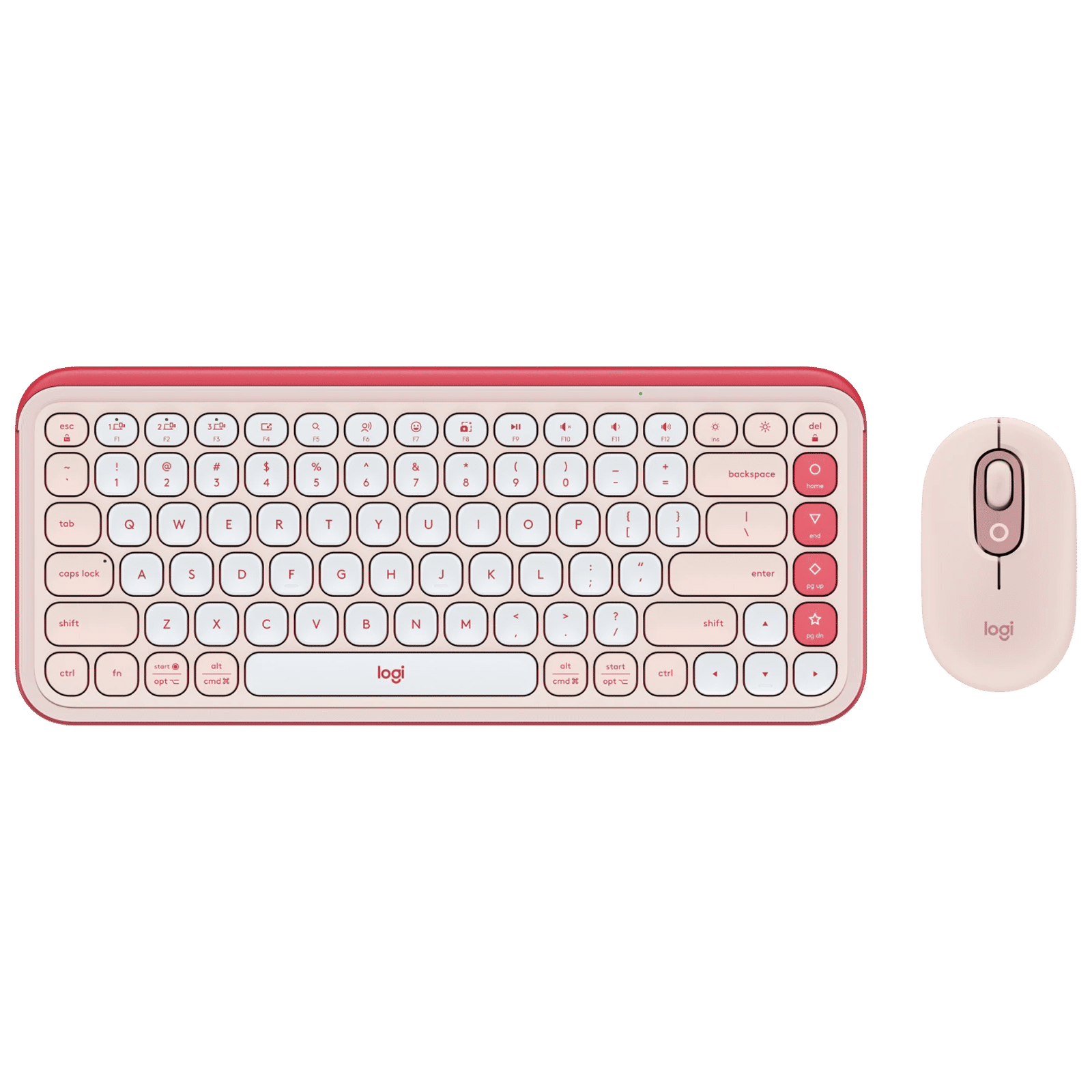 logitech POP Icon Wireless Keyboard & Mouse Combo (400DPI, Made with Recycled Plastic, Rose and Off White)