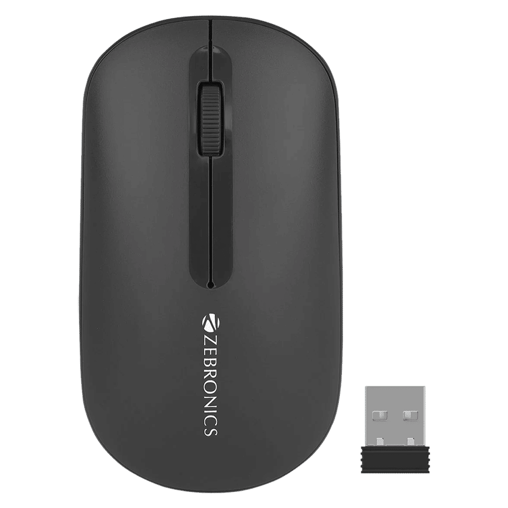 ZEBRONICS Zeb-Pulse Wireless Optical Mouse (1200 DPI, Dual Connectivity, Black)