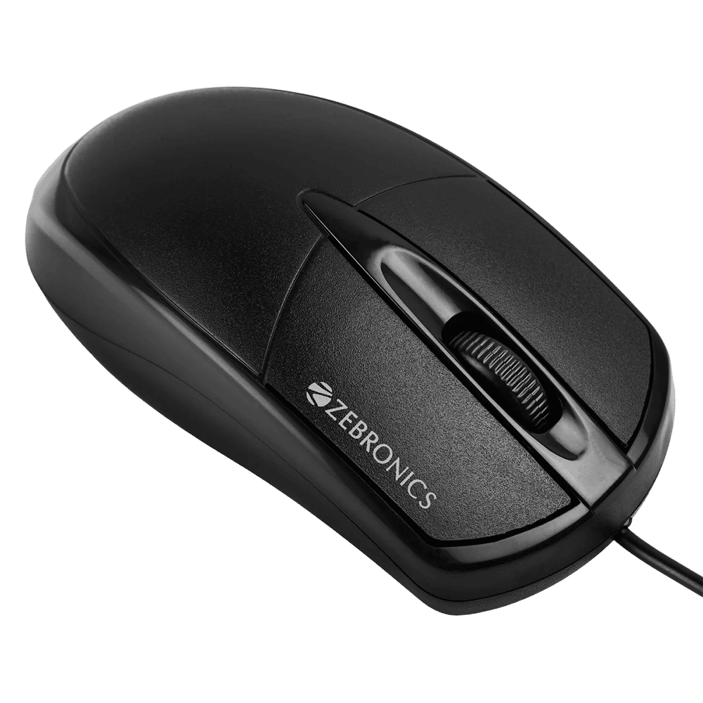 ZEBRONICS Zeb-Byte Wired Optical Mouse (1000 DPI, Ergonomic Design, Black)
