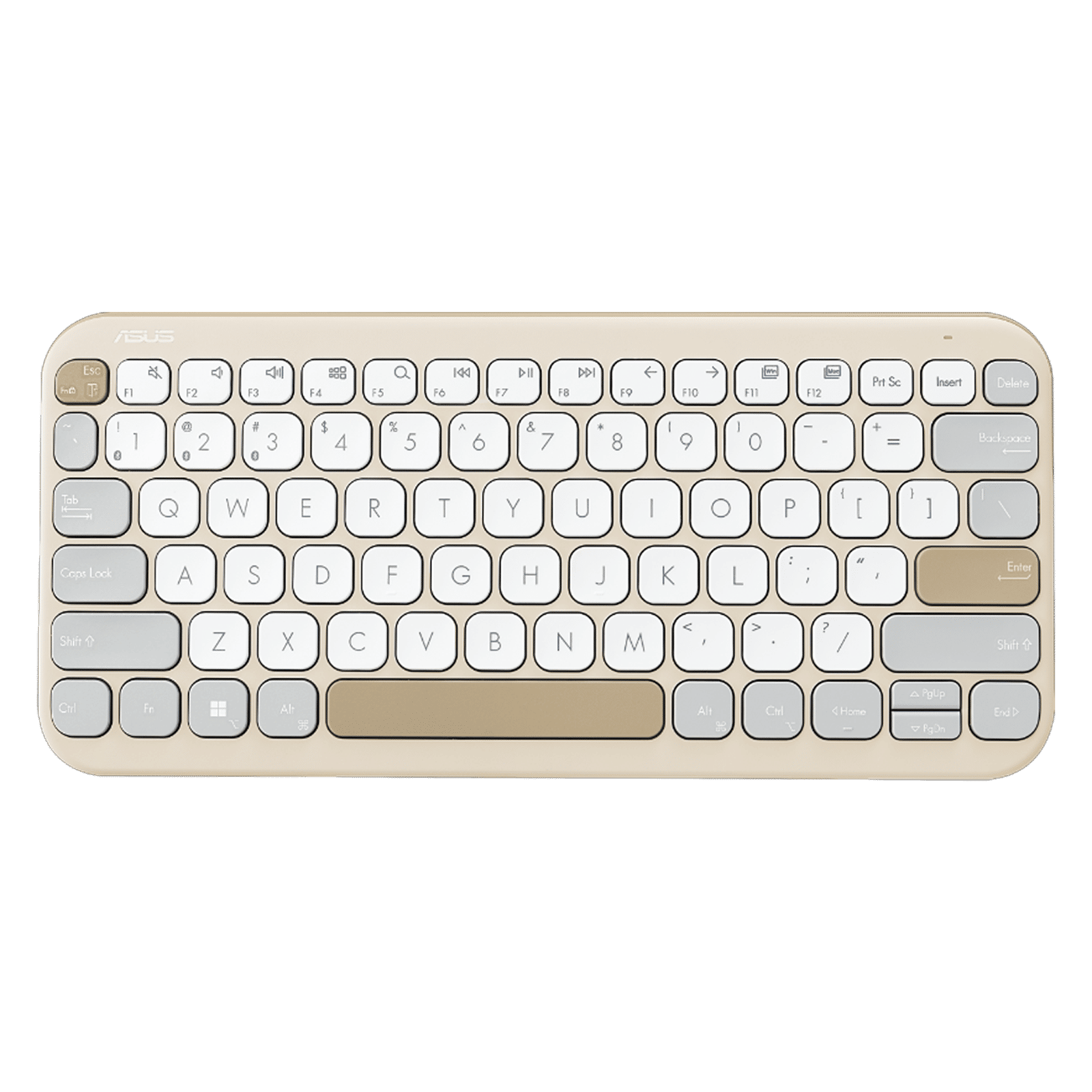 ASUS Marshmallow KW100-OM Bluetooth 5.0 Wireless Keyboard with Up to 3 Devices Connectivity (1.6mm Travel Distance, Oat Milk)