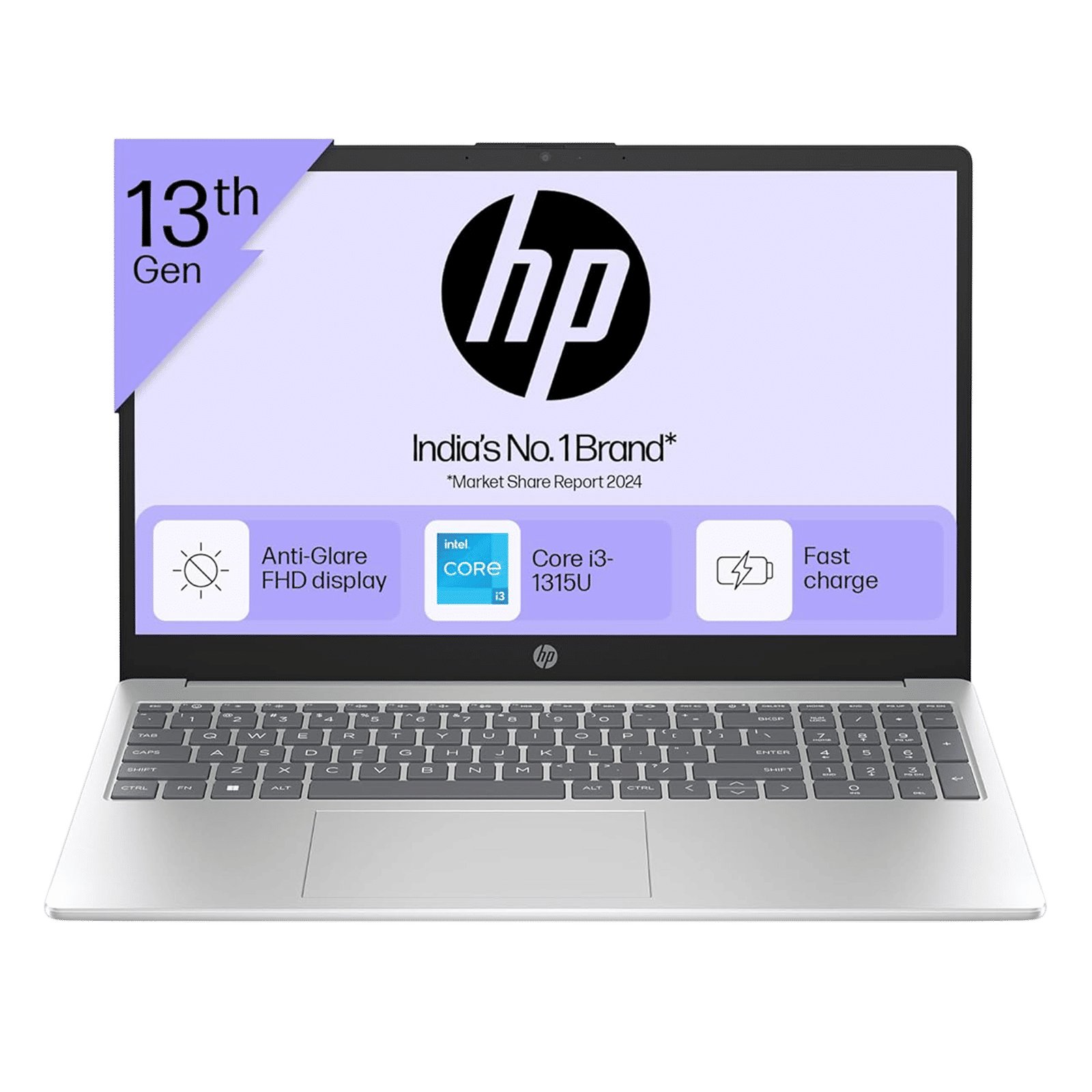 HP 15-fd0006TU Intel Core i3 13th Gen (15.6 inch, 8GB, 512GB, Windows 11 Home, MS Office 2021, Intel UHD, FHD Display, Natural Silver, 7P6Z8PA)