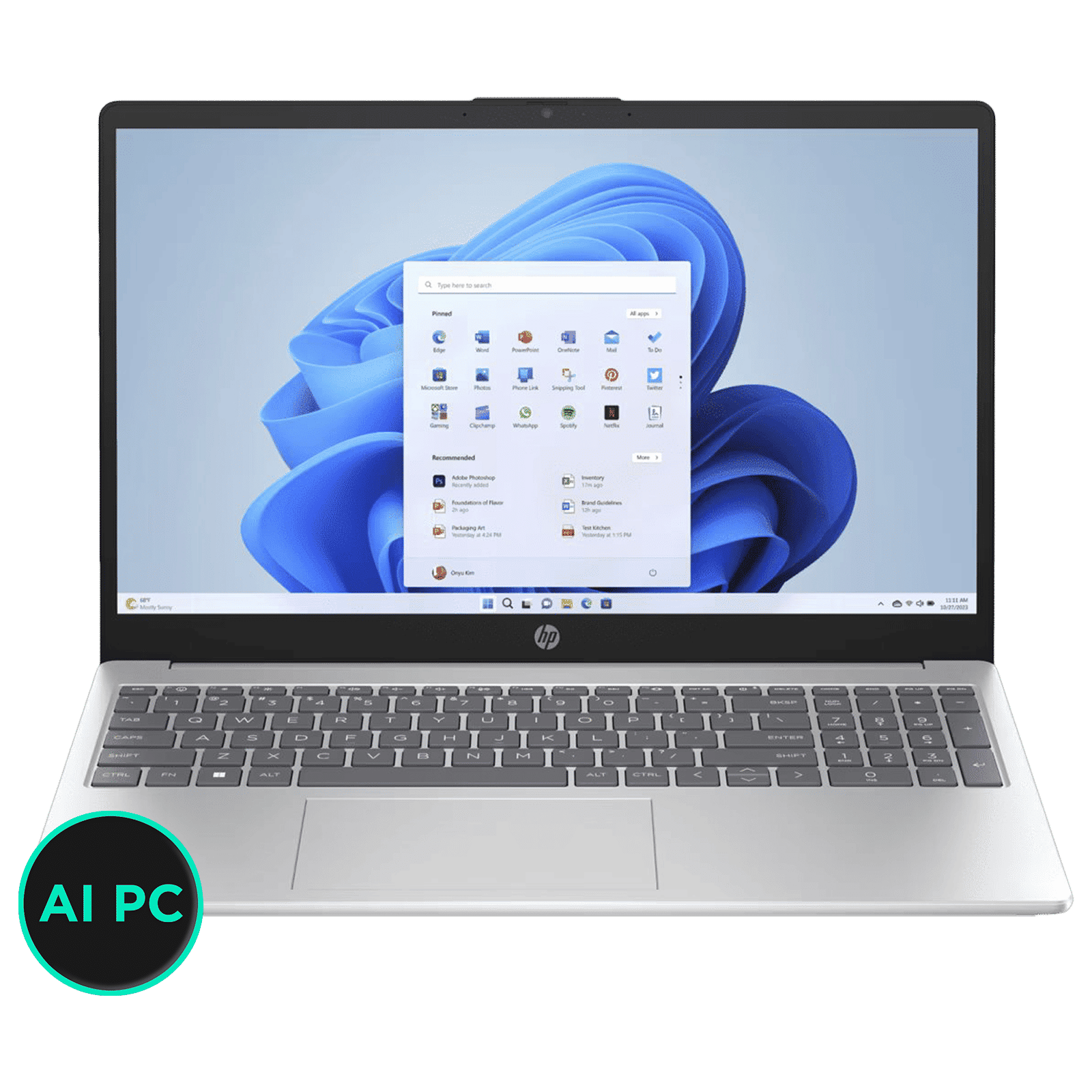 HP FD1098TU Intel Core Ultra 5 Thin and Light Laptop (8GB, 512GB SSD, Windows 11 Home, 15.6 inch Full HD Display, MS Office 2021, Natural Silver, 1.59 KG)