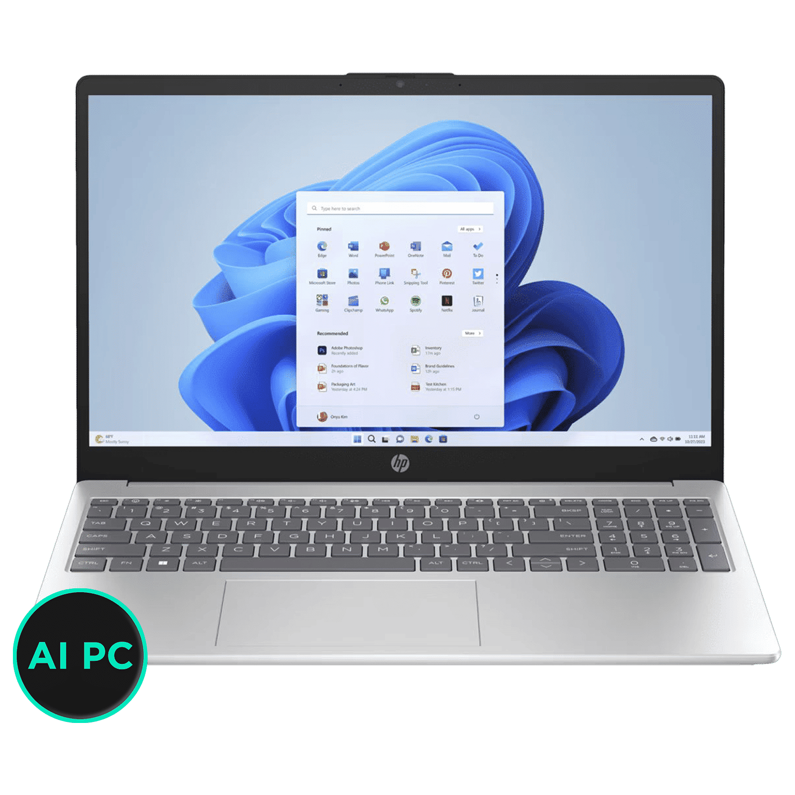 HP FD1099TU Intel Core Ultra 5 Thin and Light Laptop (16GB, 512GB SSD, Windows 11 Home, 15.6 inch Full HD Display, MS Office 2021, Natural Silver, 1.69 KG)