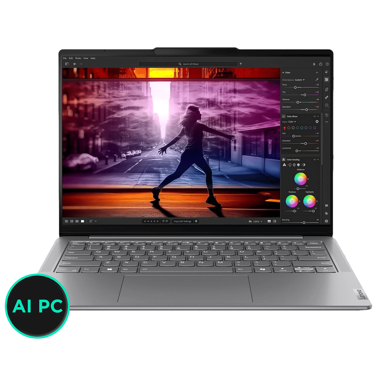 Lenovo Yoga Slim 7 Intel Core Ultra 7 Laptop (32GB, 1TB SSD, Windows 11 Home, 14 inch WUXGA OLED Display, MS Office 2021, Luna Grey, 1.39 KG)