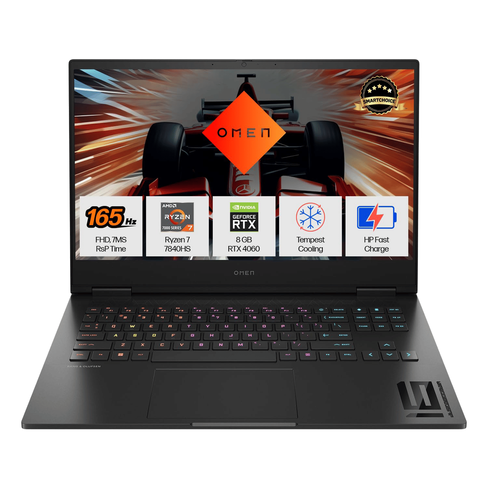 HP Omen 16-xd0020AX AMD Ryzen 7 Gaming Laptop (16GB, 1TB SSD, Windows 11 Home, 8GB Graphics, 16.1 inch 165 Hz FHD Display, NVIDIA GeForce RTX 4060, MS Office 2021, Shadow Black, 2.37 KG)